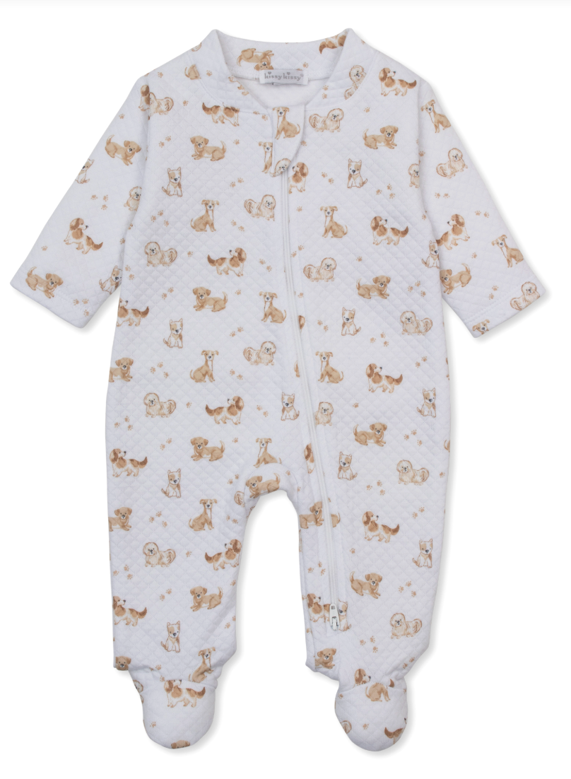 Puppy Paws Brown Jacquard Zip Footie