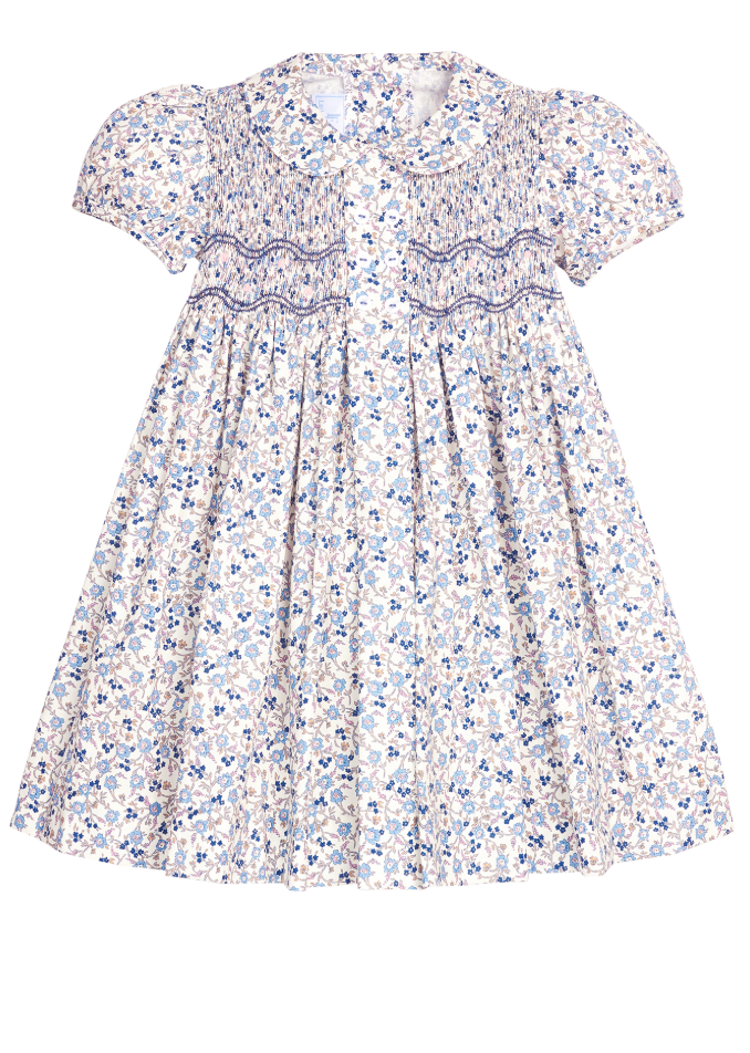 Smocked Bridget Dress - Wisteria Floral