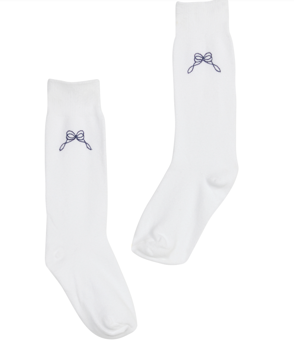Knee Highs - Navy Bow