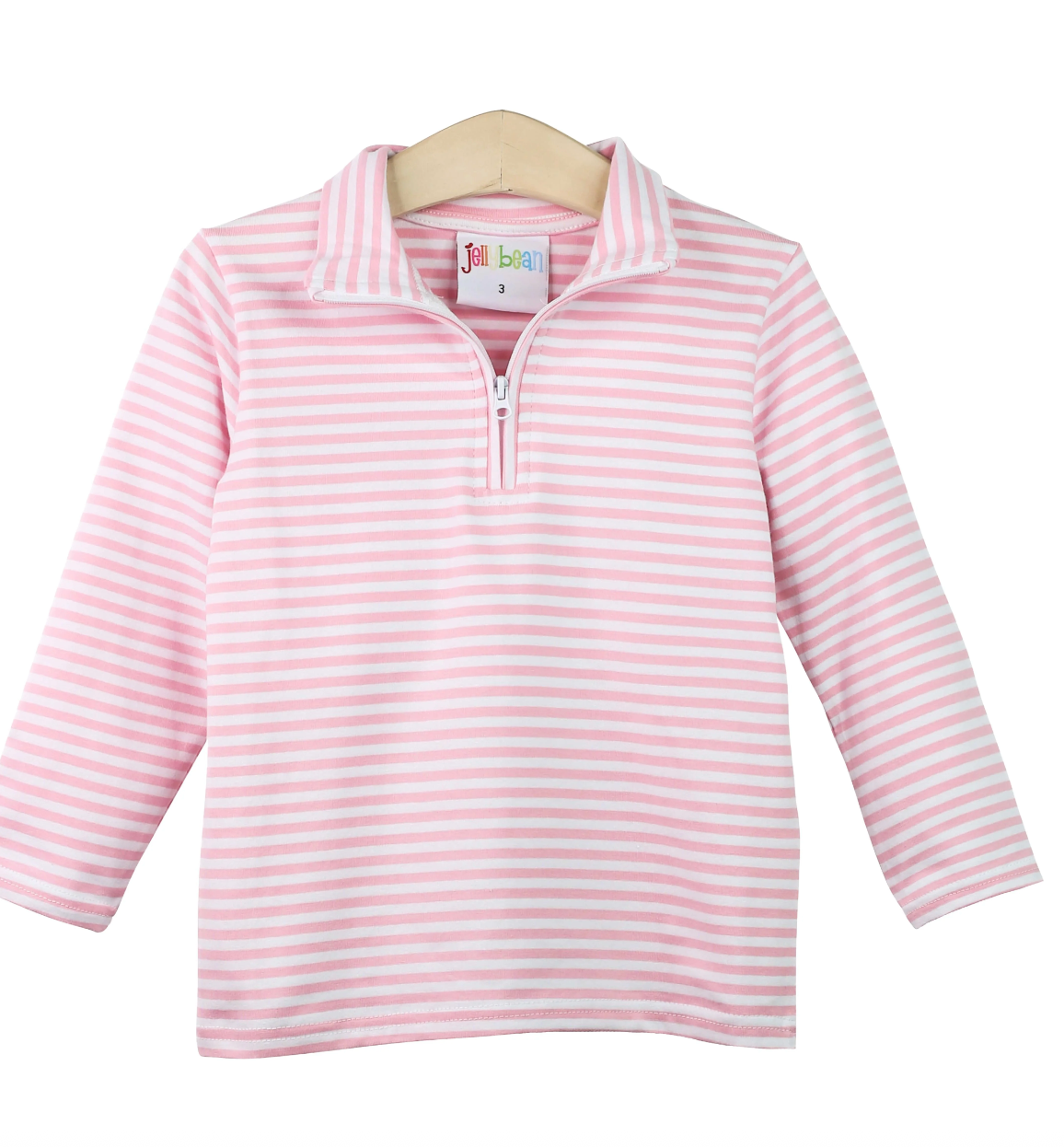 1/4 Zip Knit Pullover - Light Pink Stripe