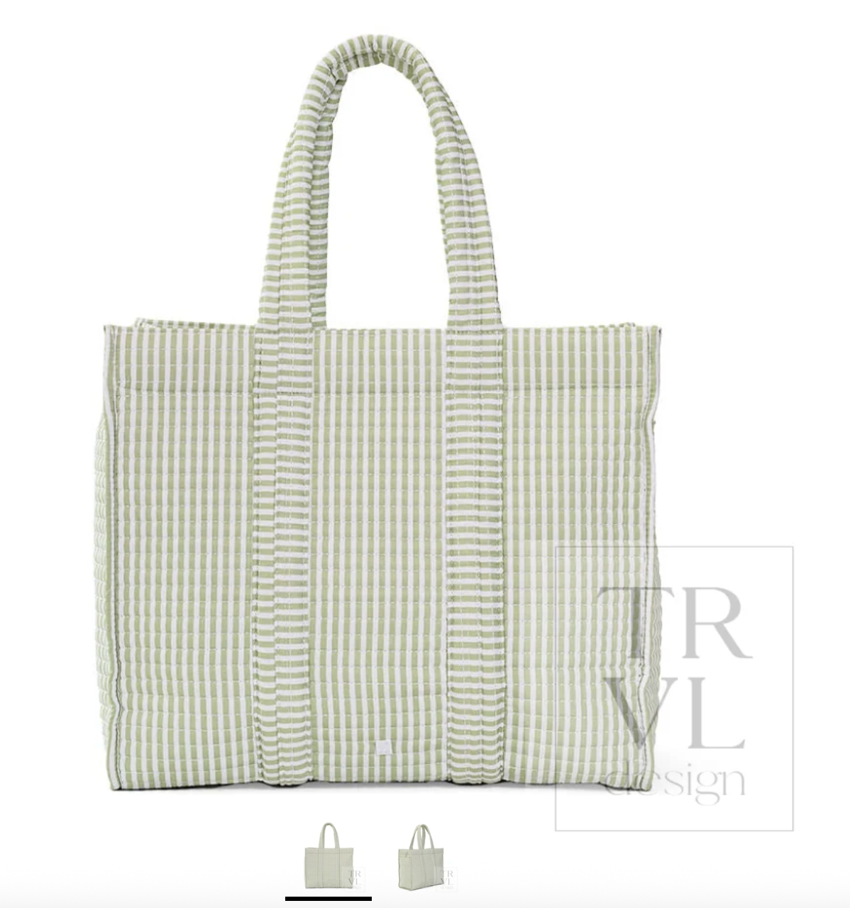 Quilted Go Go Tote - Pimlico Stripe Sage