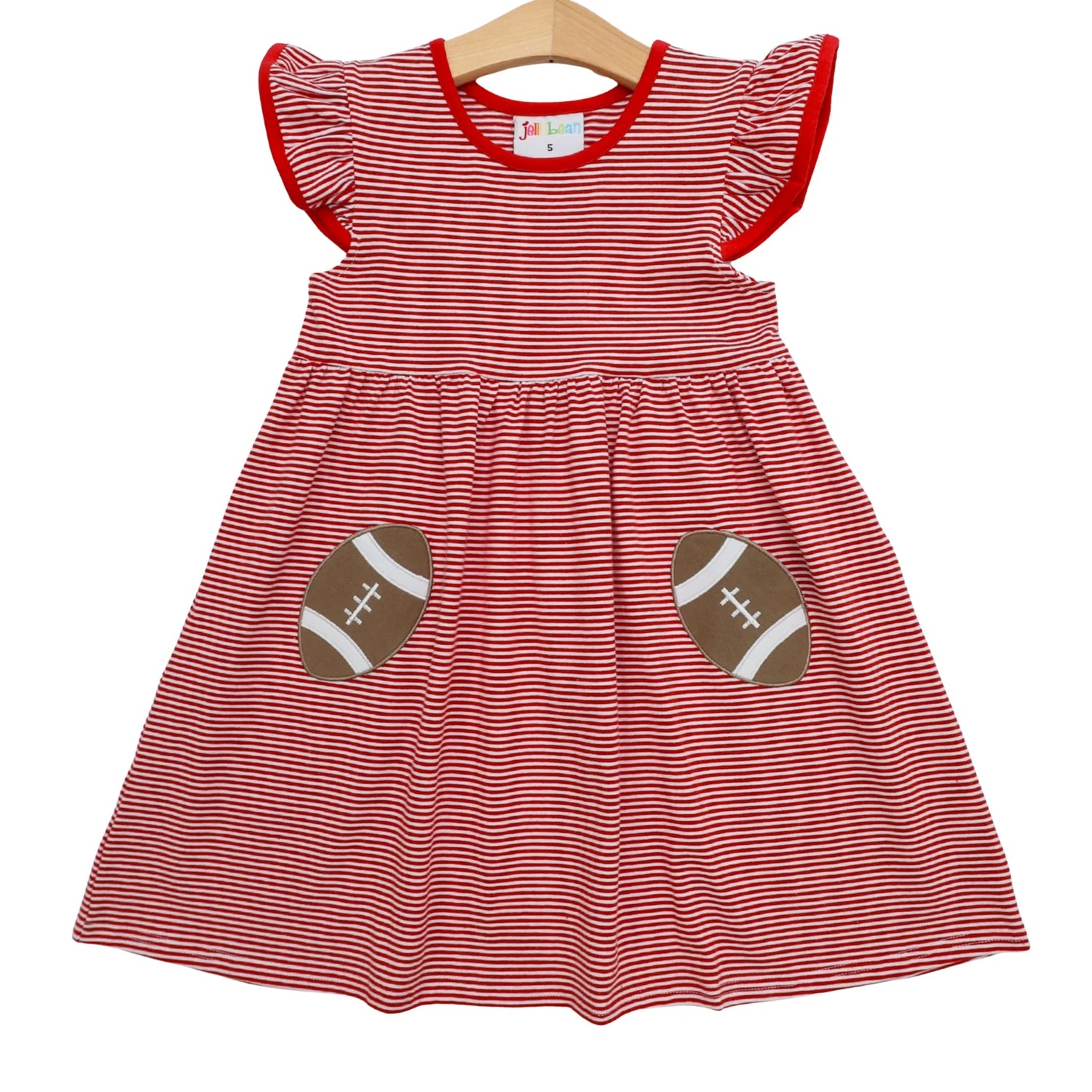 Let's Cheer! Football Pocket Dress- Red Stripe