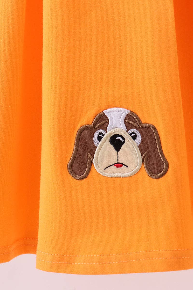 Premium Orange Tennessee puppy applique dress
