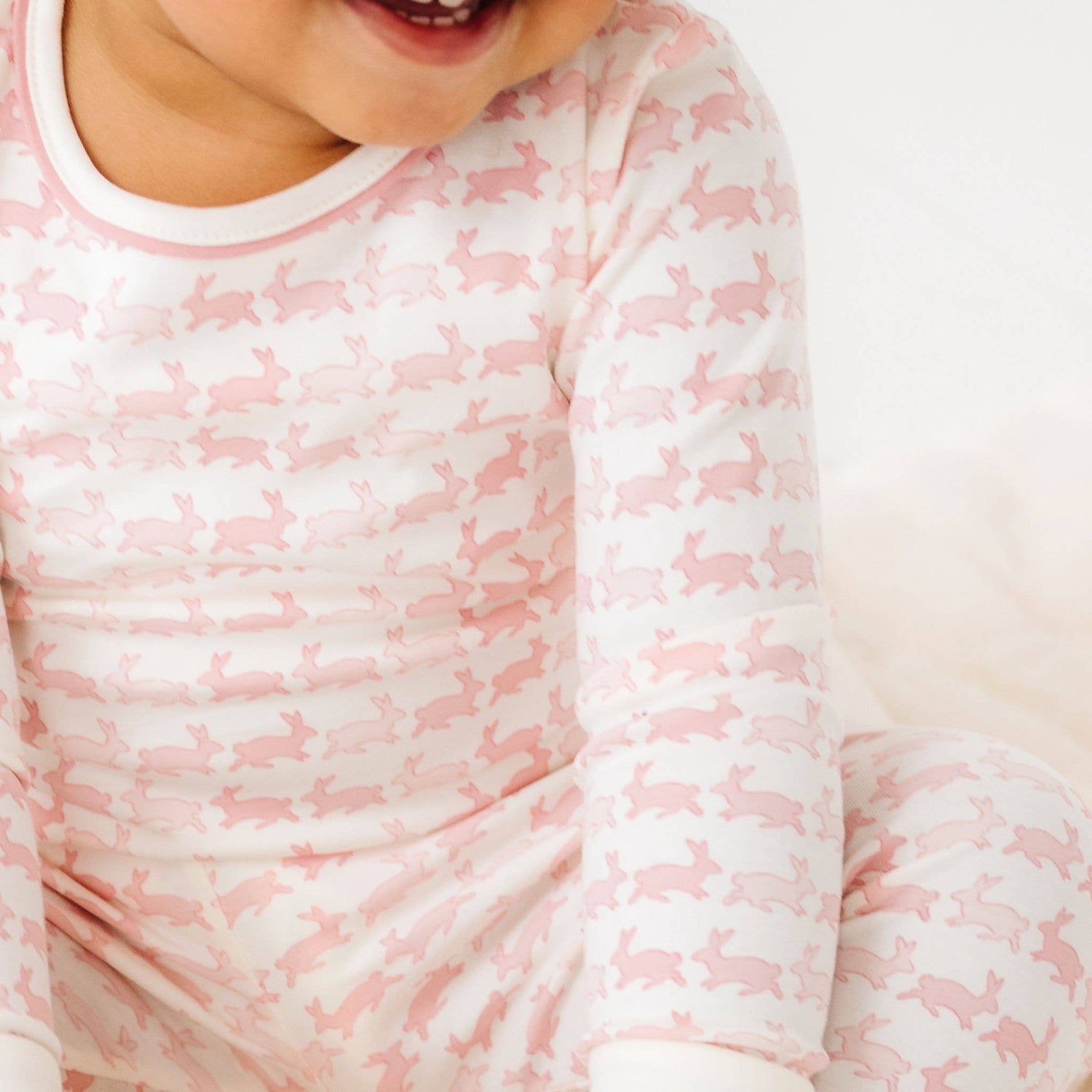 Bunny Hop Long Pajamas - Dusty Rose