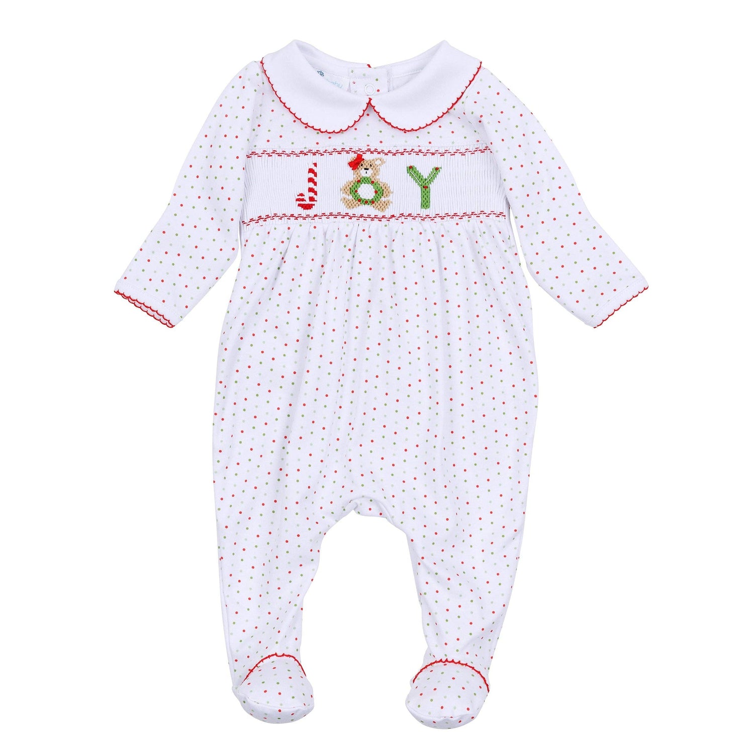 Christmas Joy Classics Smocked Footie - Red Girl