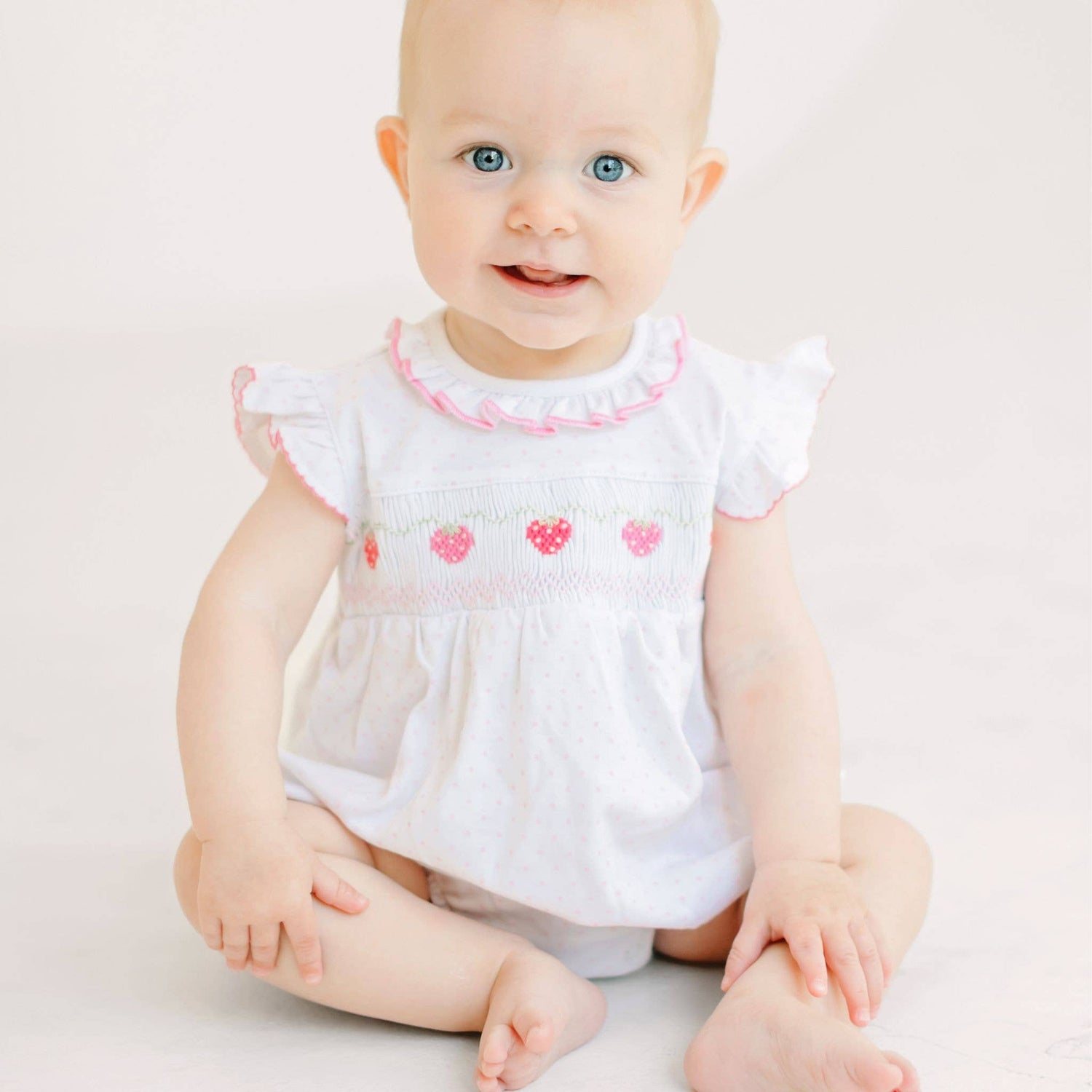 Strawberry Patch Smocked Bubble