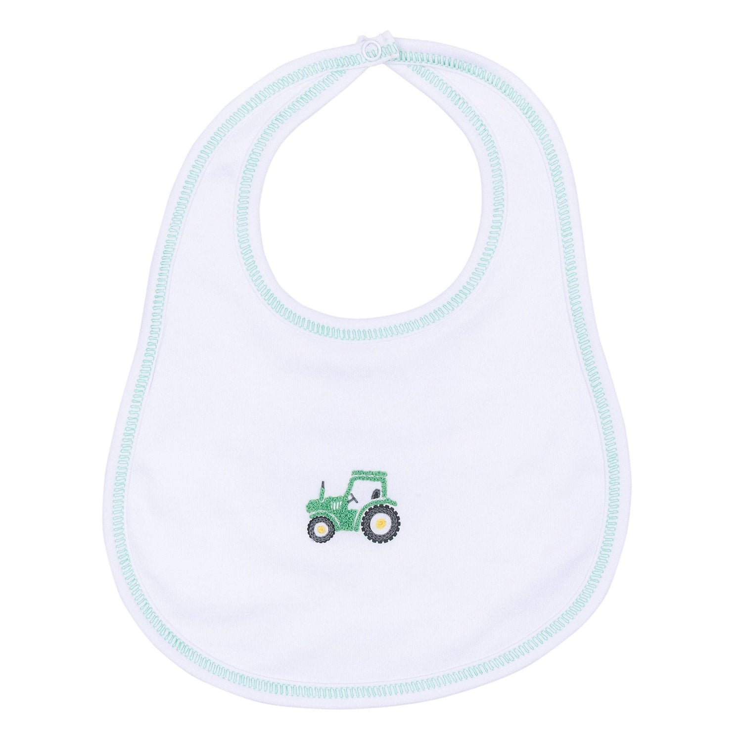 Lil' Green Tractor Embroidered Bib