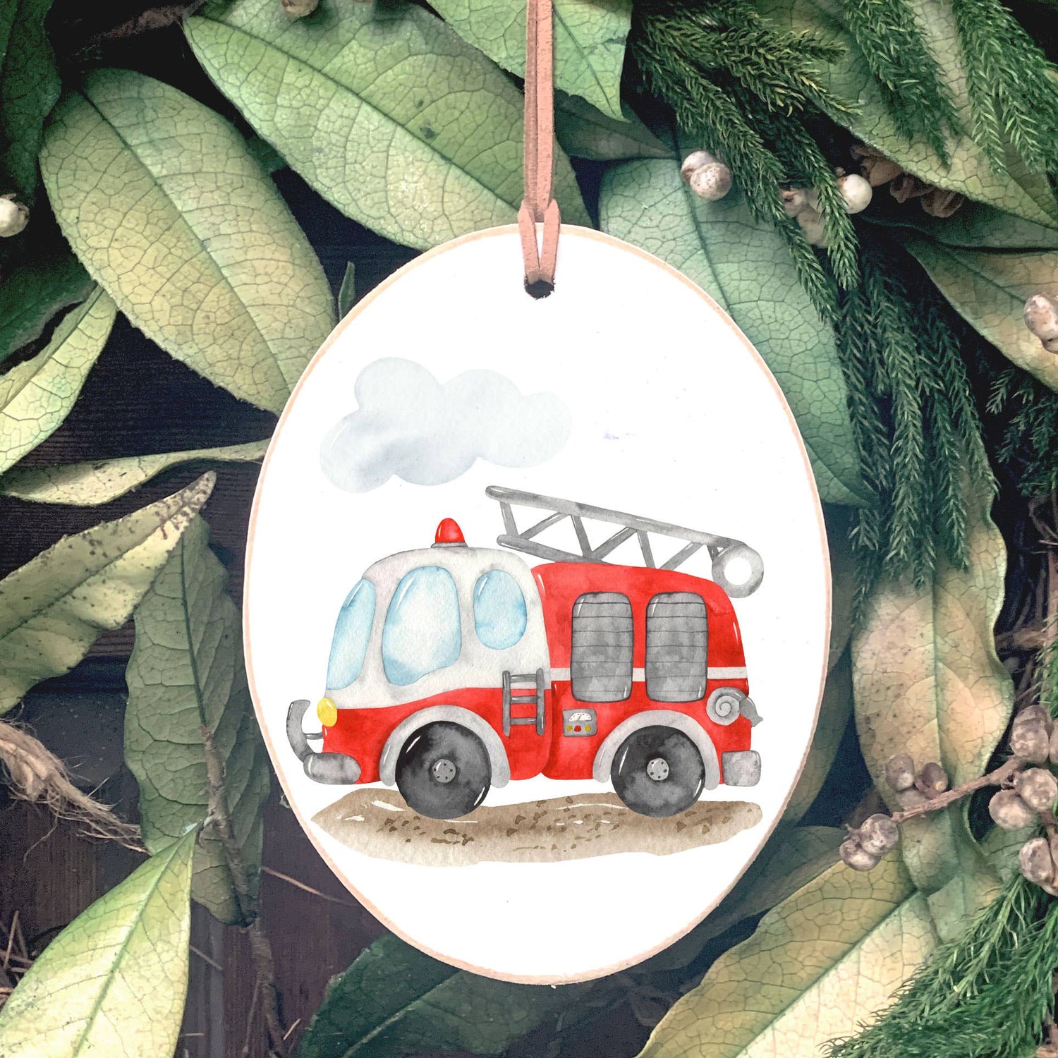 Little Boys Gift, Fire Truck, Gift Giving, Wooden Ornament