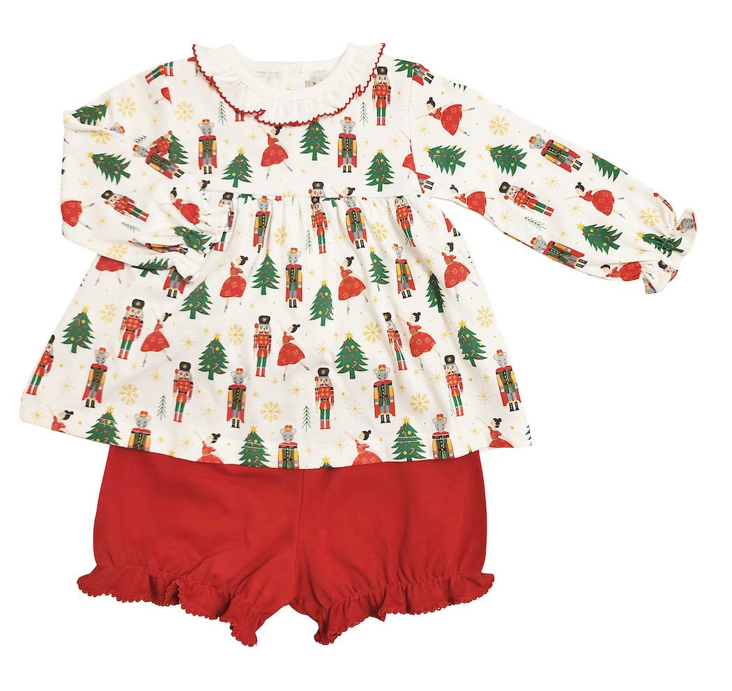 Christmas Nutcracker Print Baby girl's diaper set