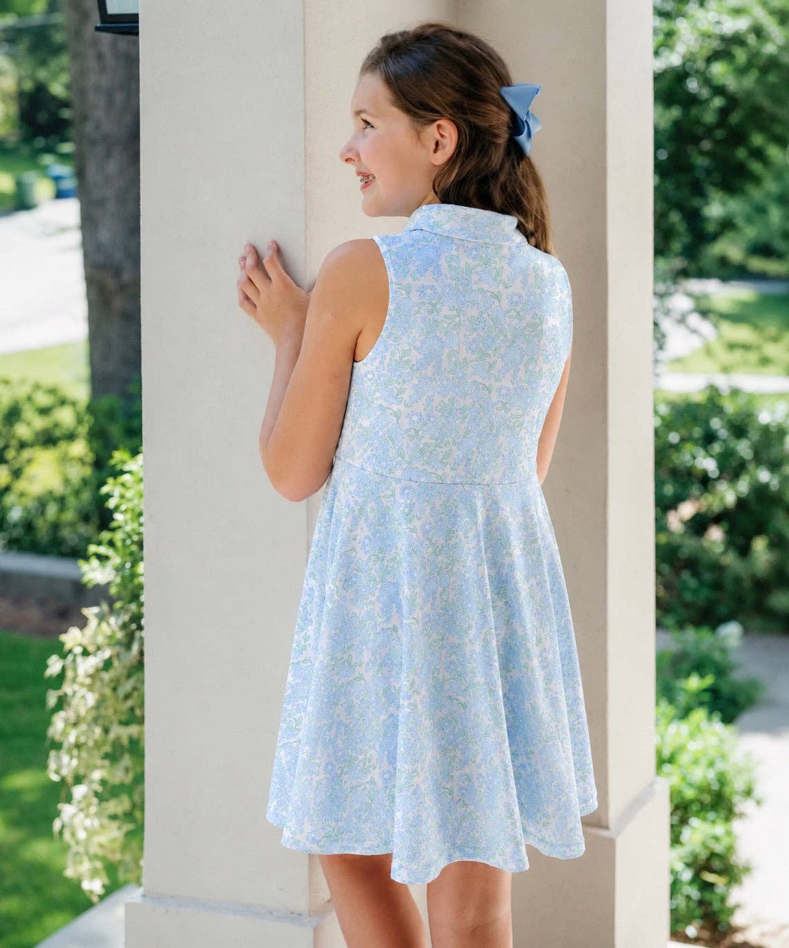 Reese Tennis Dress in Blue Garden Party peachie prep