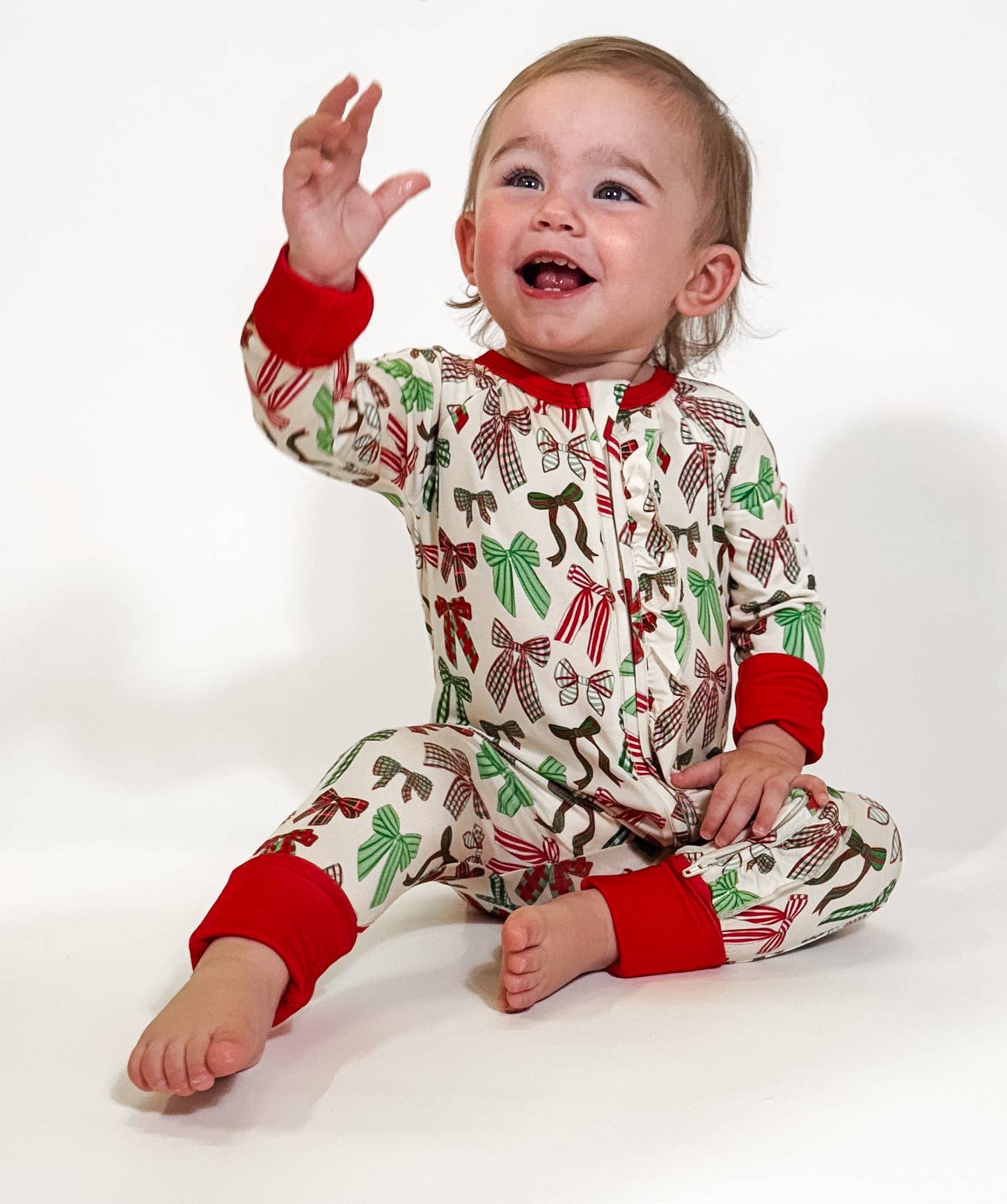 Holiday Bows  - LS Convertible Zip PJs