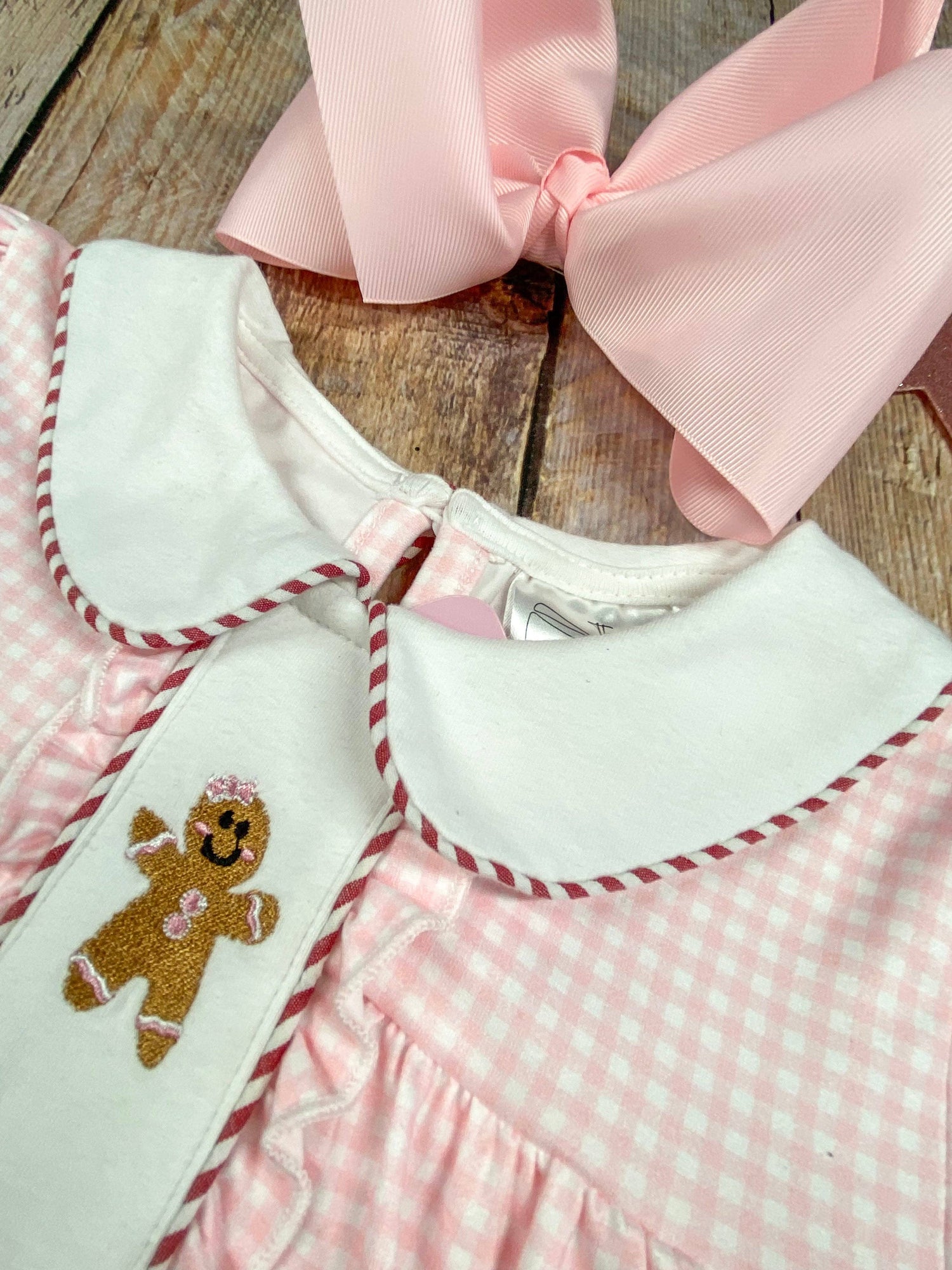 Gingerbread Friends Pink Embroidered Dress