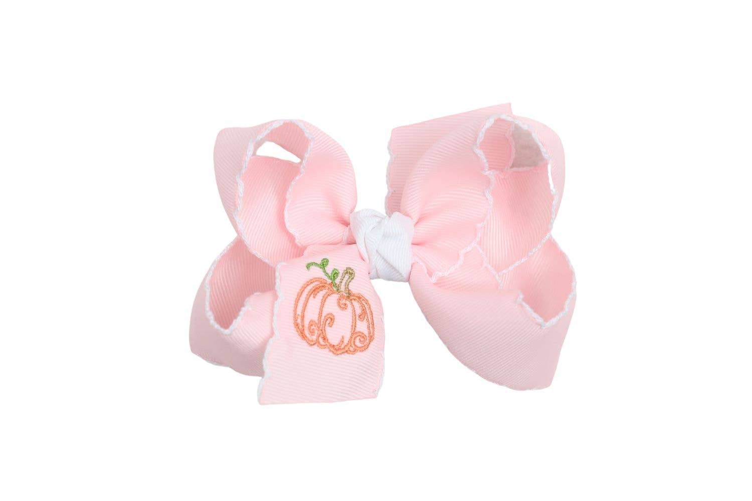 Embroidered Pumpkin Crochet Edge Bow