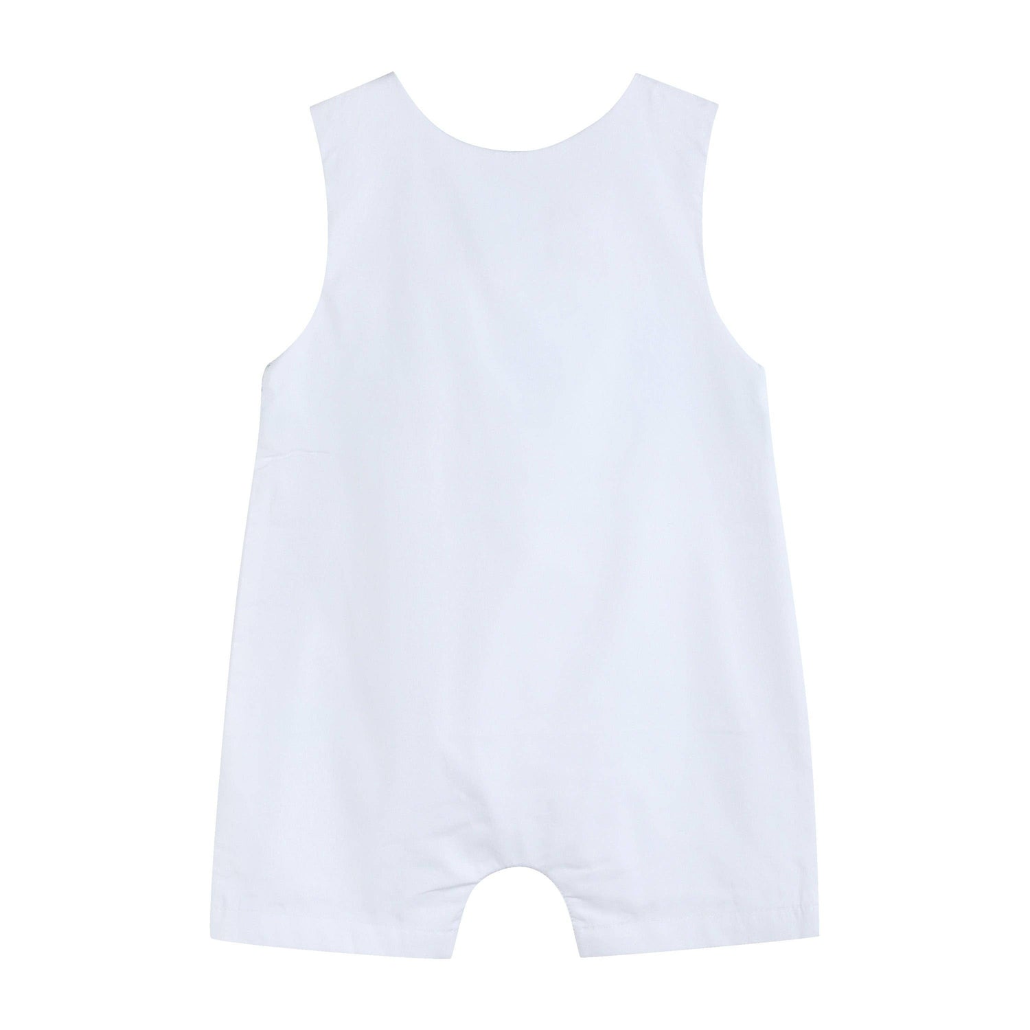 White and Blue Holy Crosses Smocked Overalls