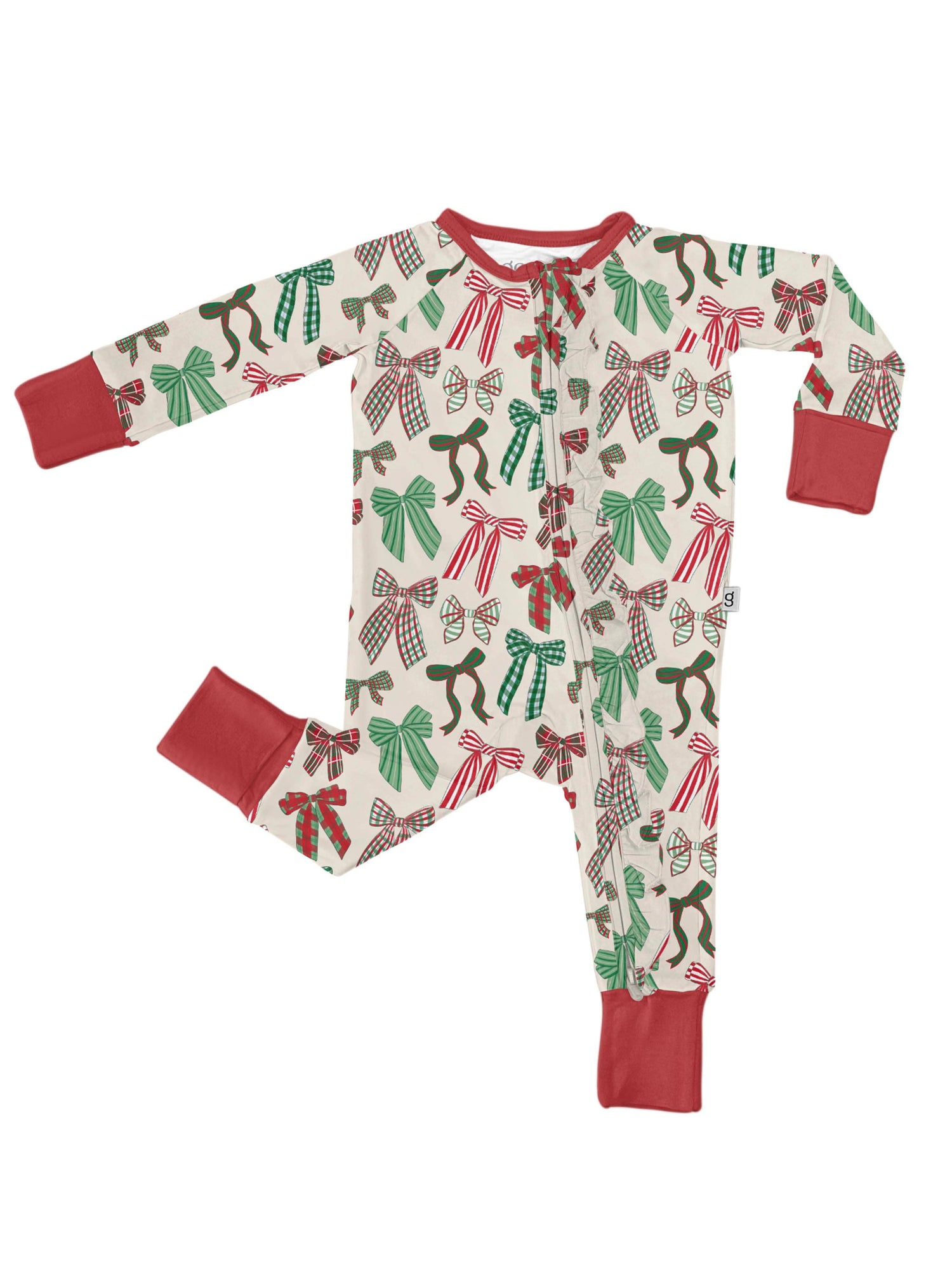 Holiday Bows  - LS Convertible Zip PJs