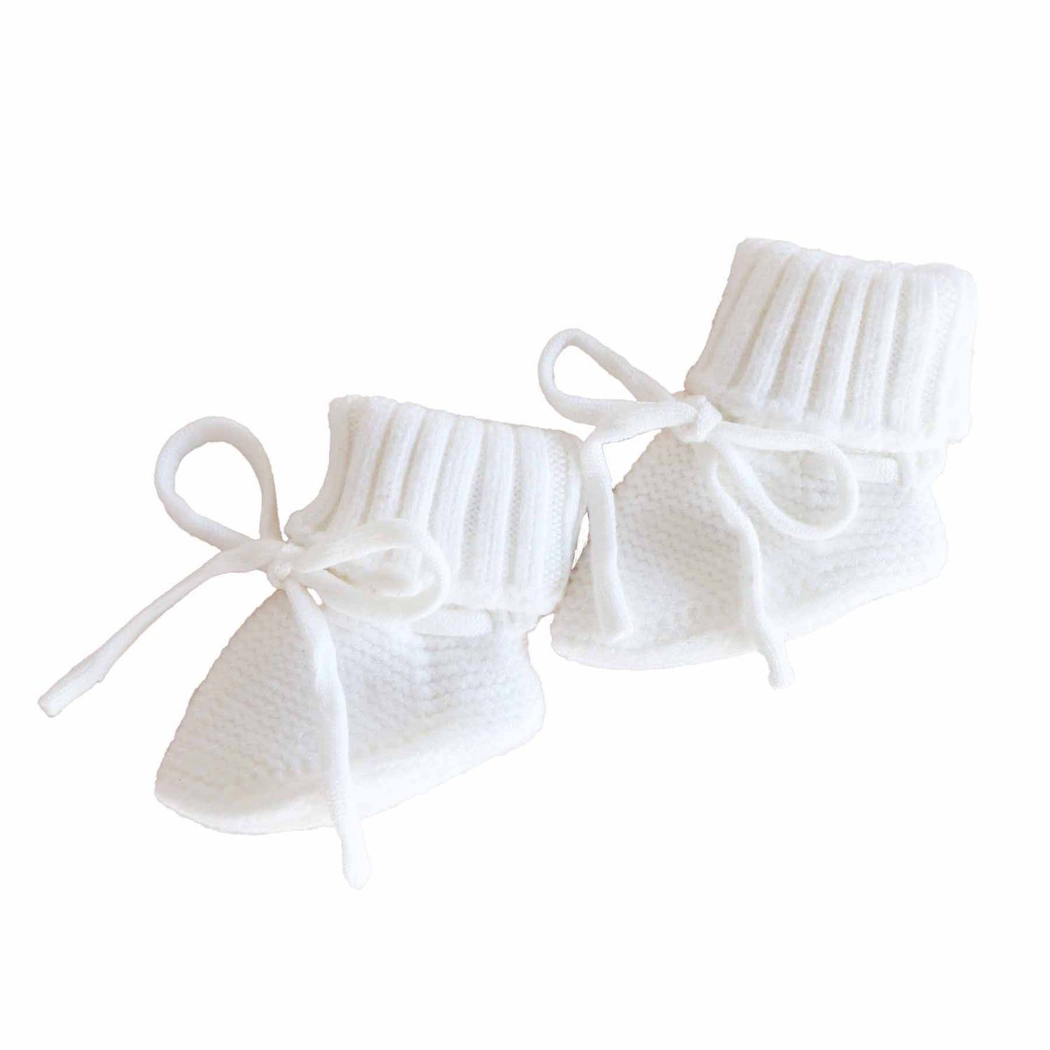 Knit Newborn Bow Booties | Light Ivory