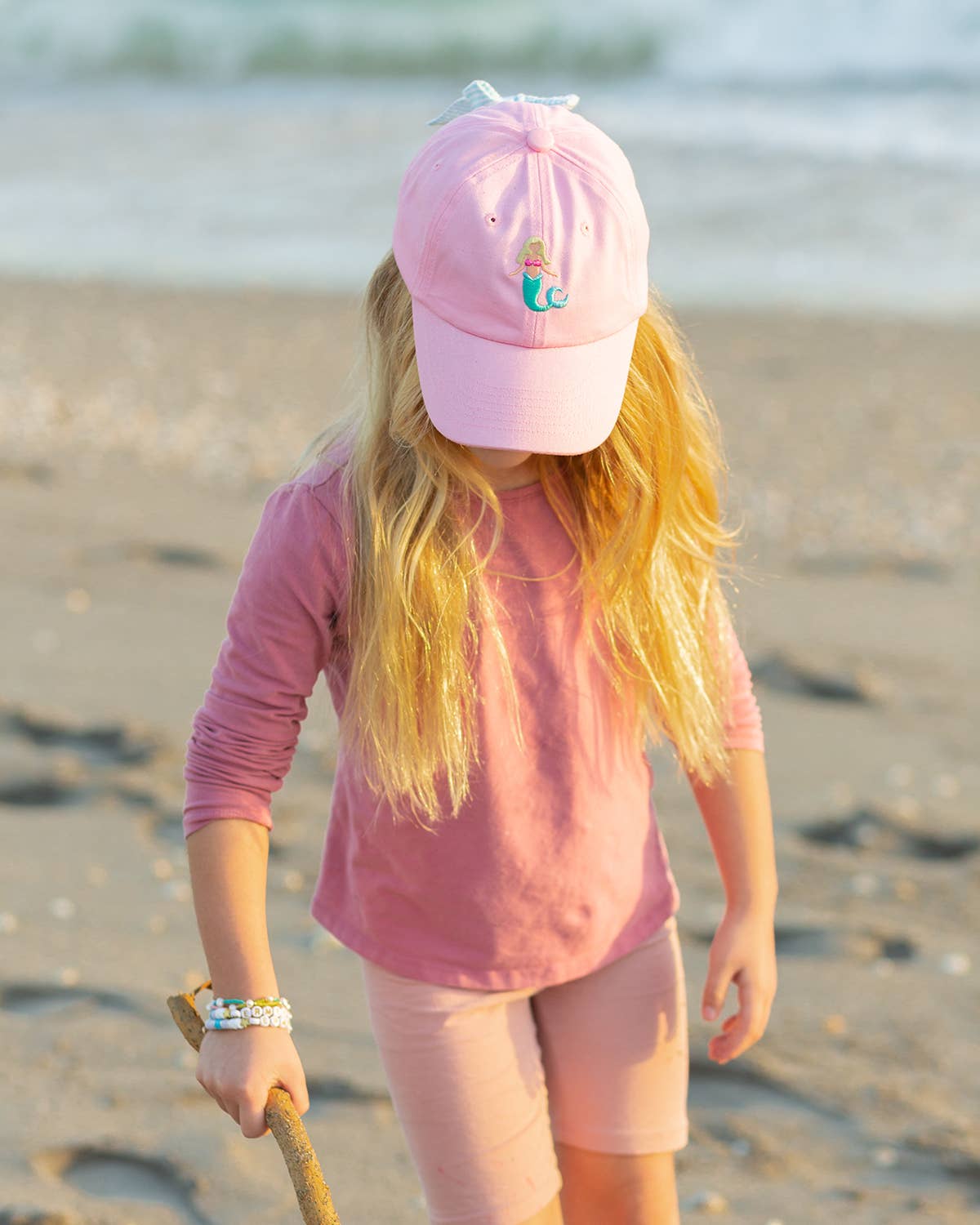 Pink Mermaid Bow Baseball Hat (Baby, Youth)