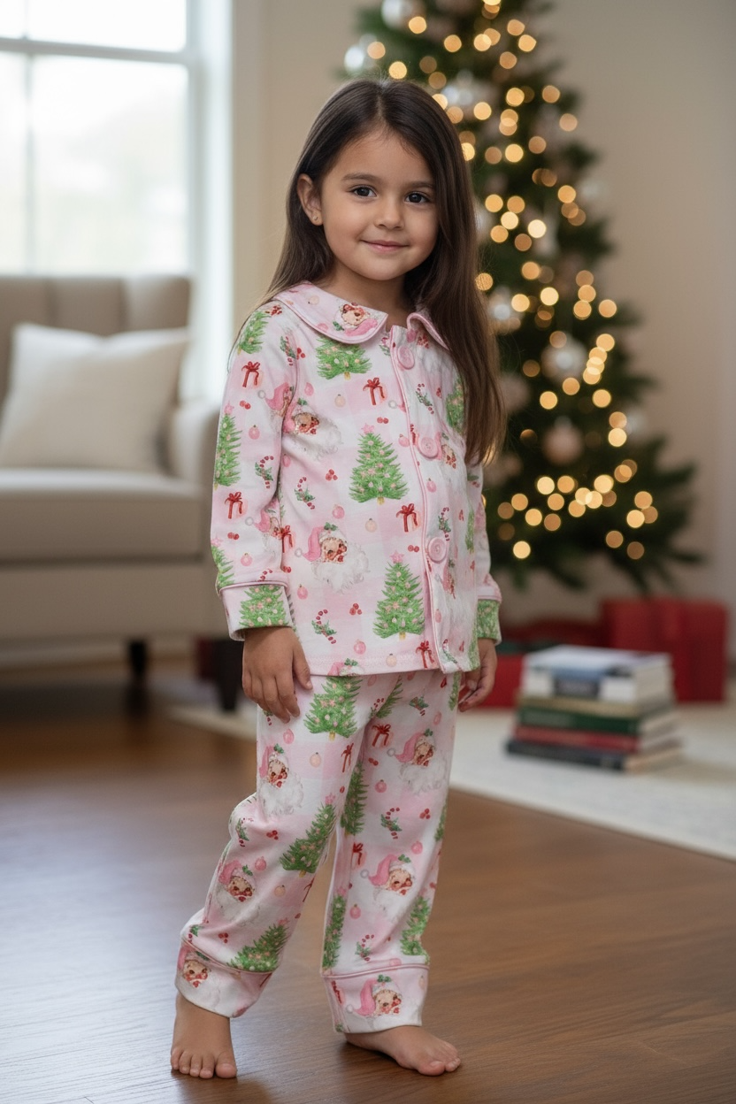 Santa Printed with Christmas tree pajamas. GLP080714-jean