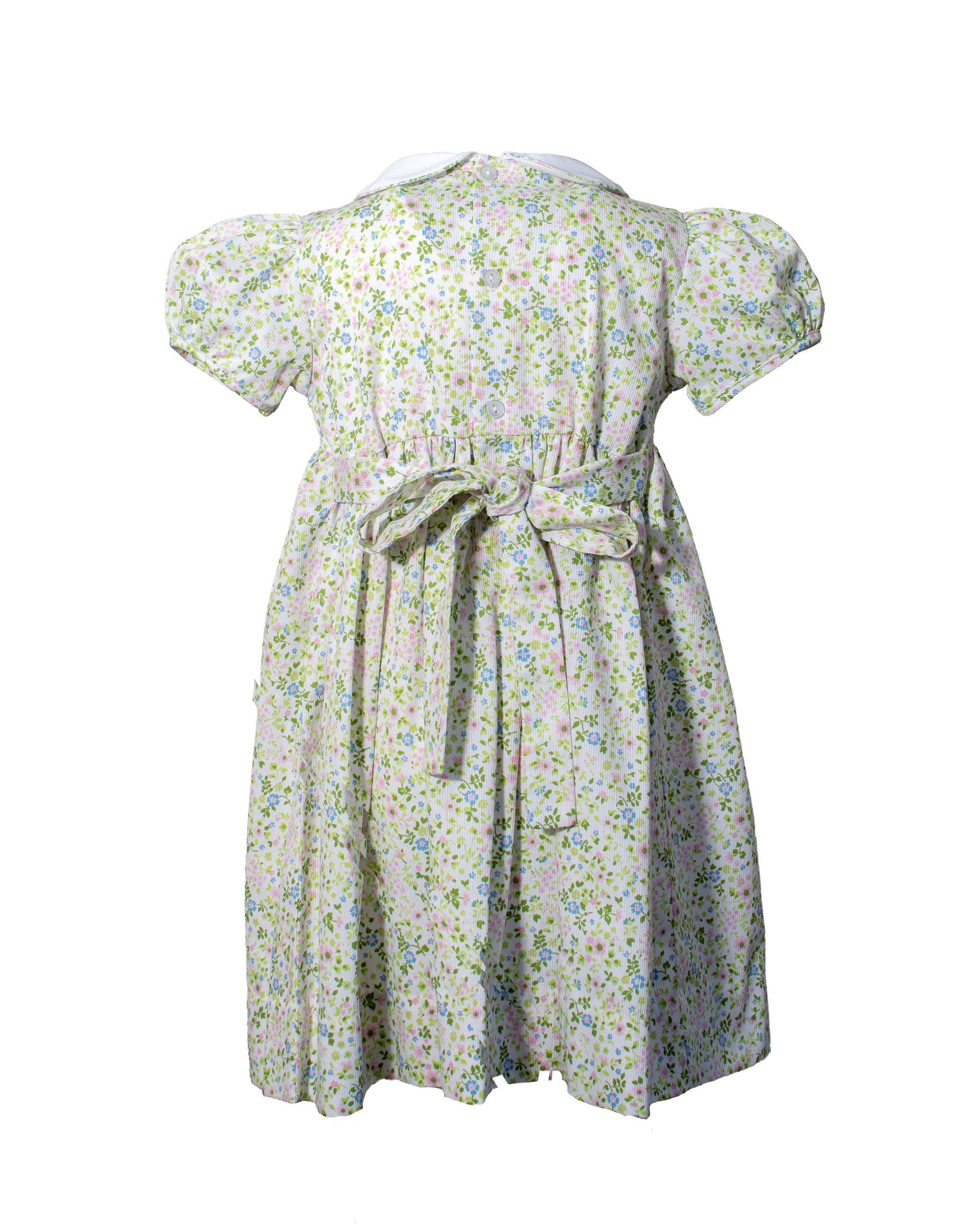 Elegant Shortsleeve Toddler Girl Dress Green Floral