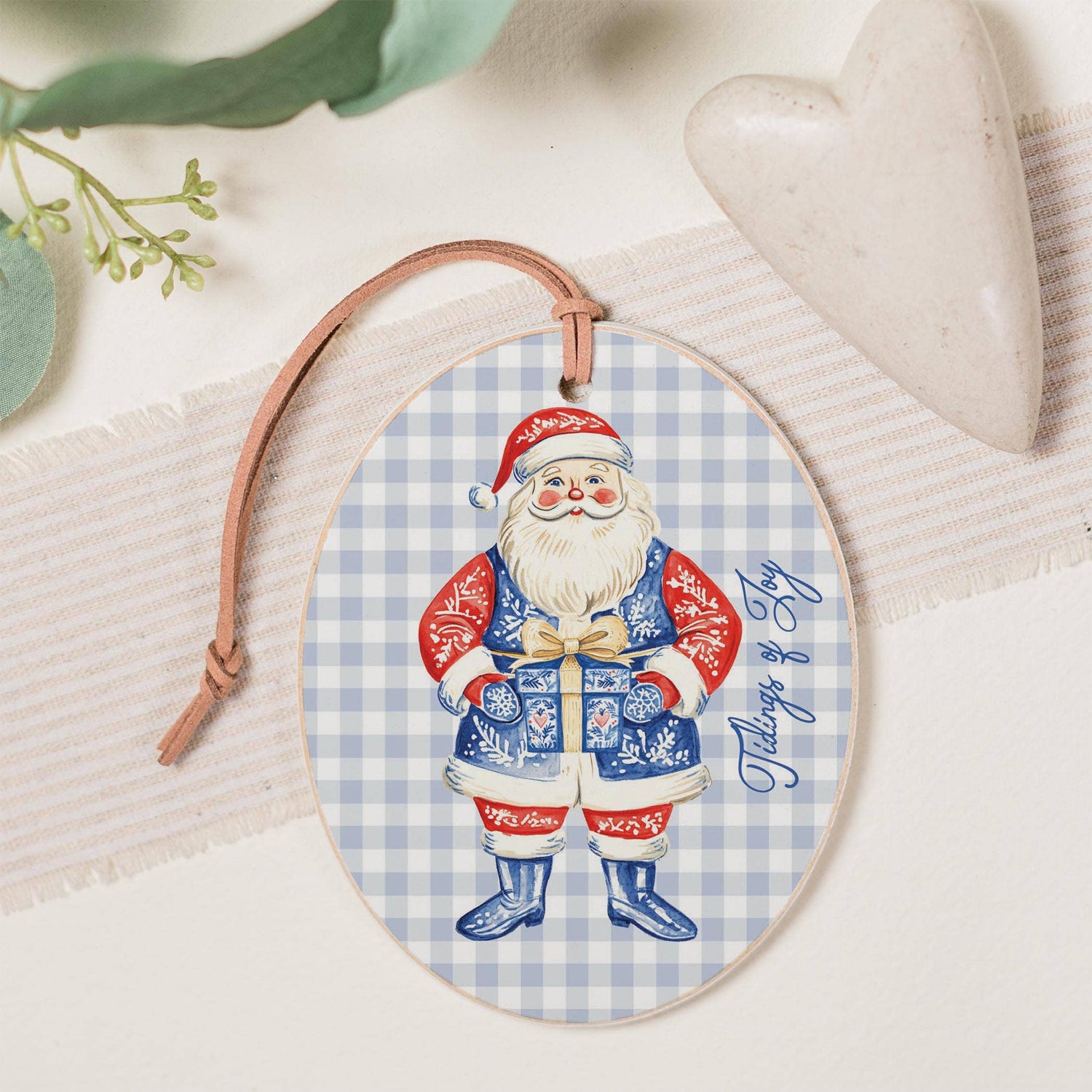 Oval Ornament-Blue Noel - A Grand Millennial Christmas