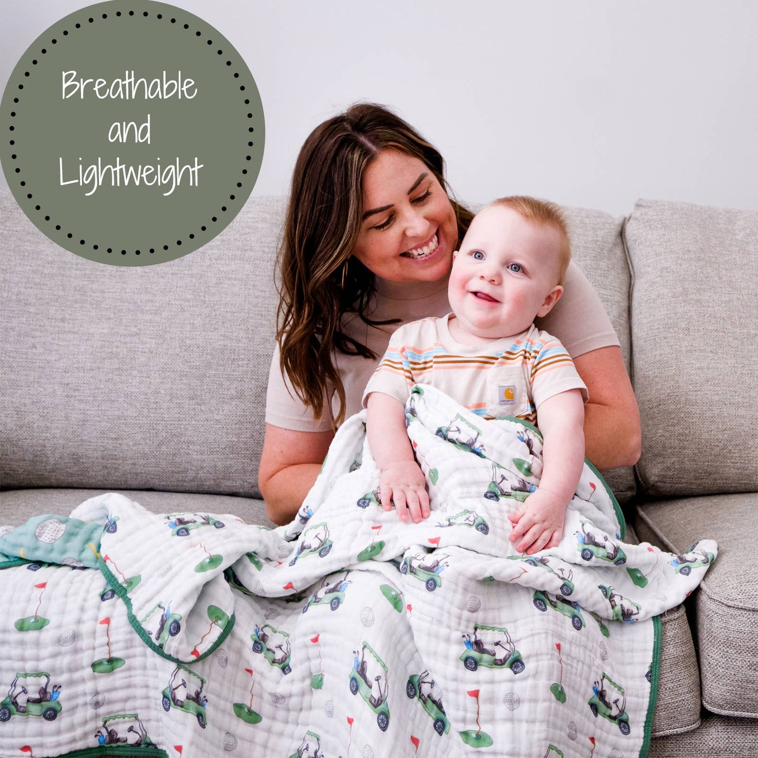 Golf A Round Sports Theme Baby Toddler Muslin Blanket