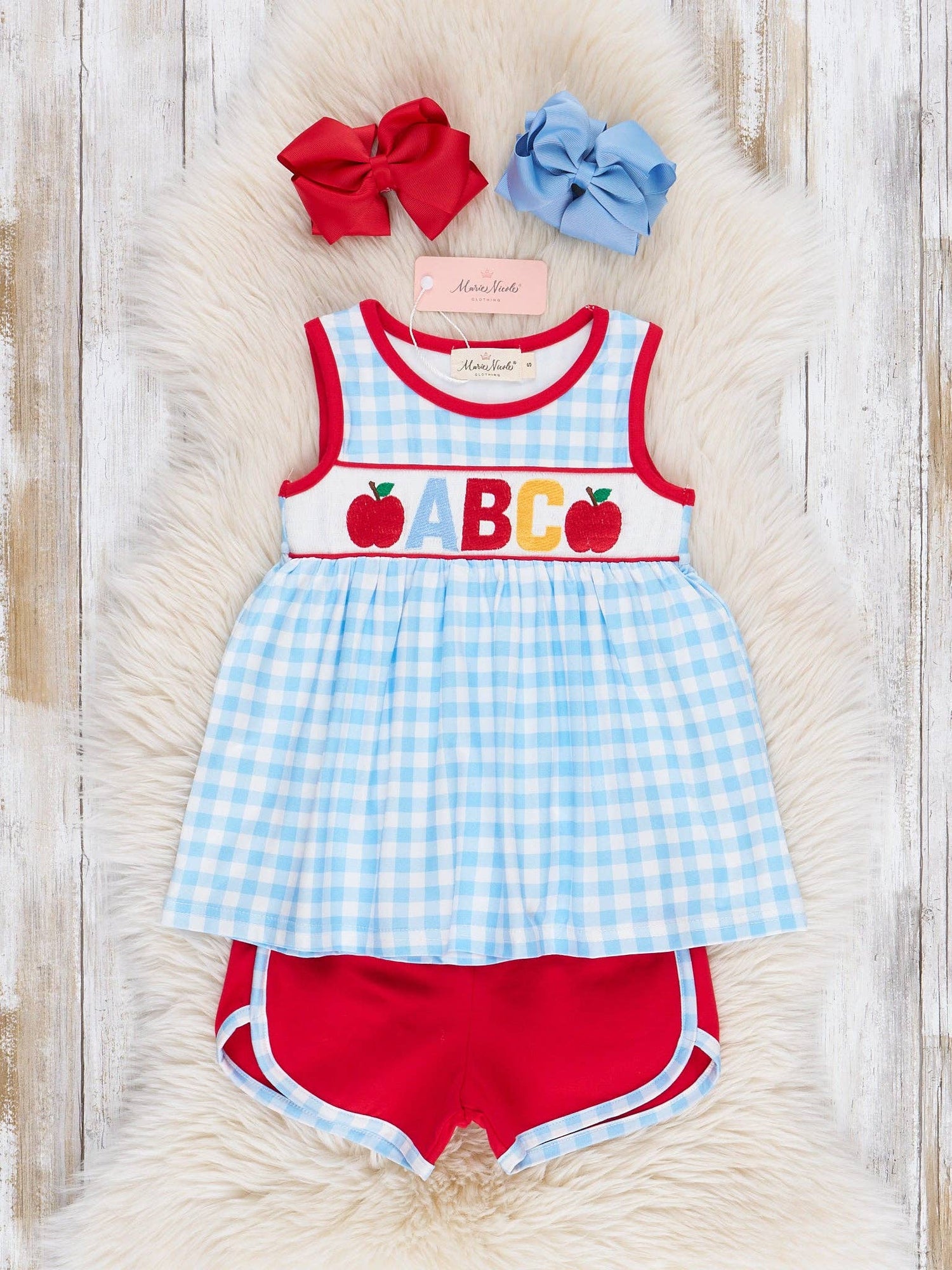 Smocked Alphabet Soup Gingham Outfit