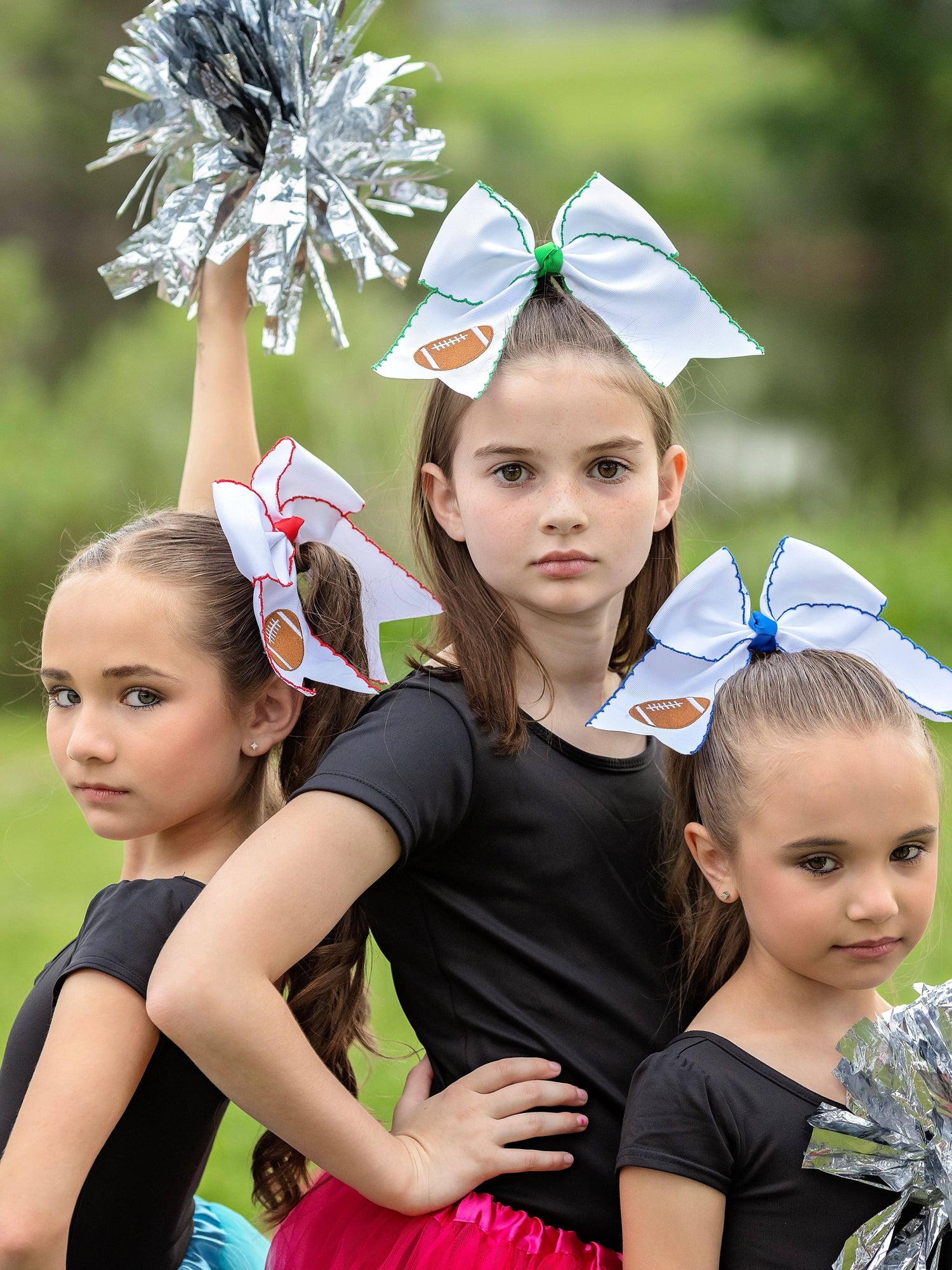Football Embroidered Moonstitch Cheer Bows: Game Day
