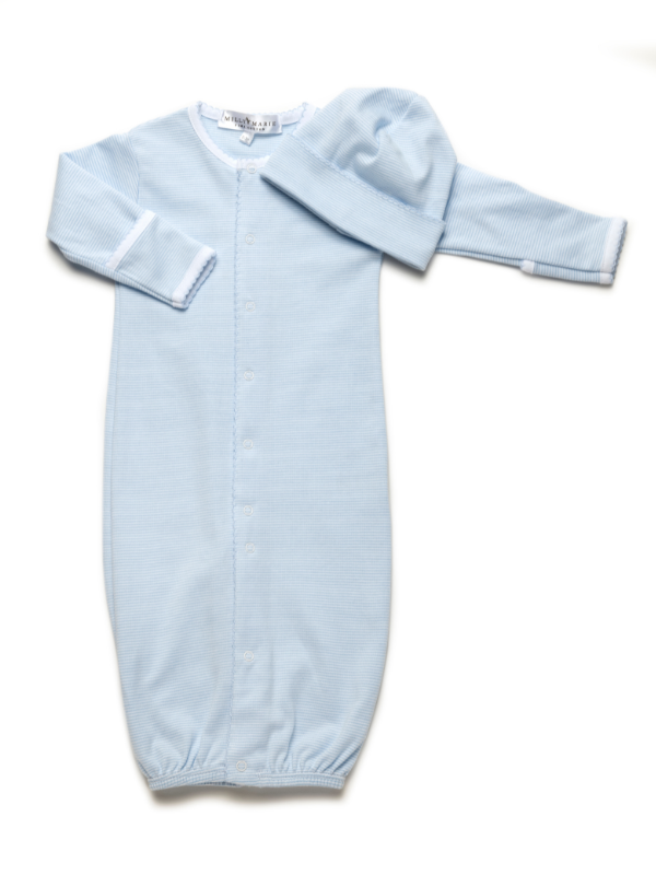Classic Pima Converter Gown | Lt Blue Mini Stripe