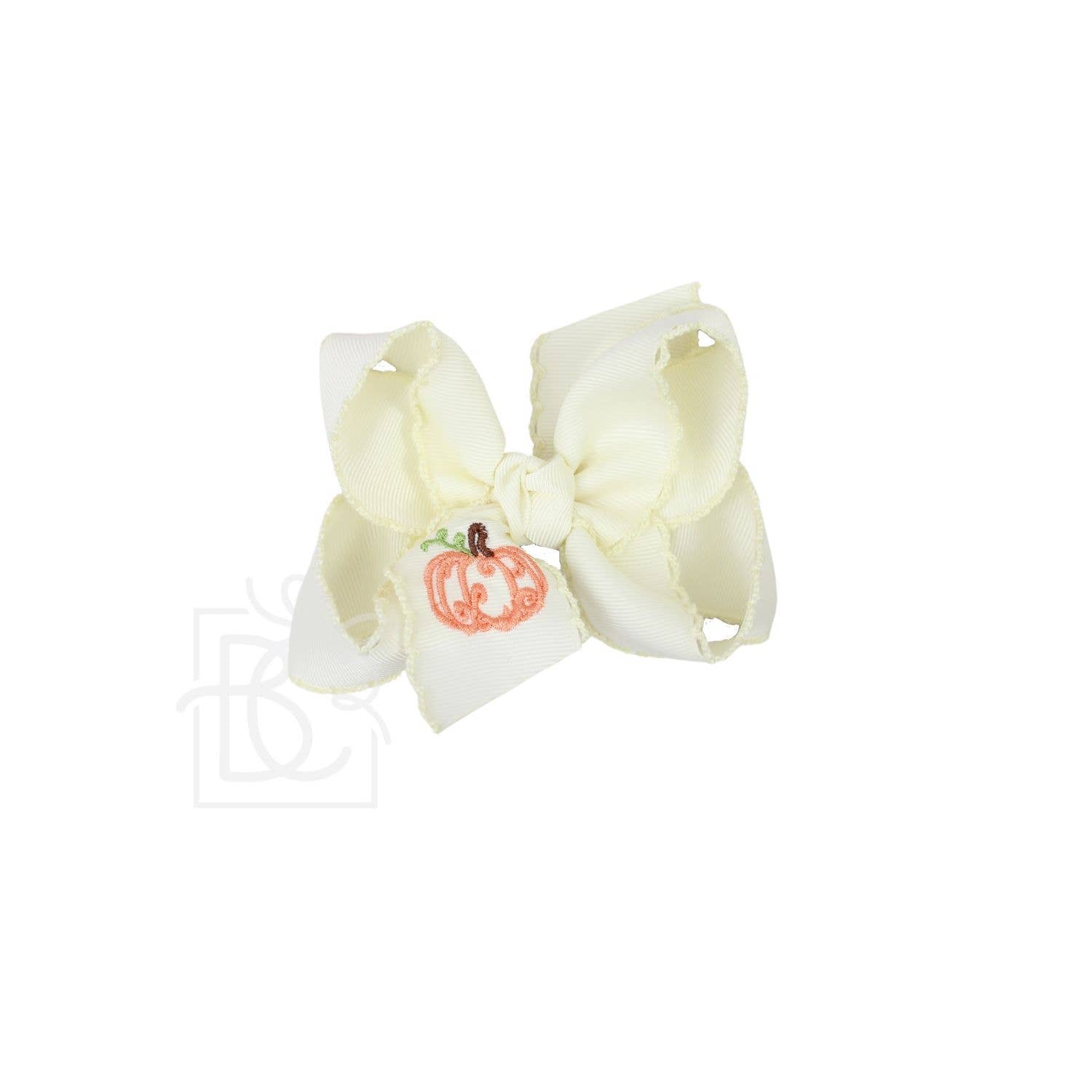 Embroidered Pumpkin Crochet Edge Bow