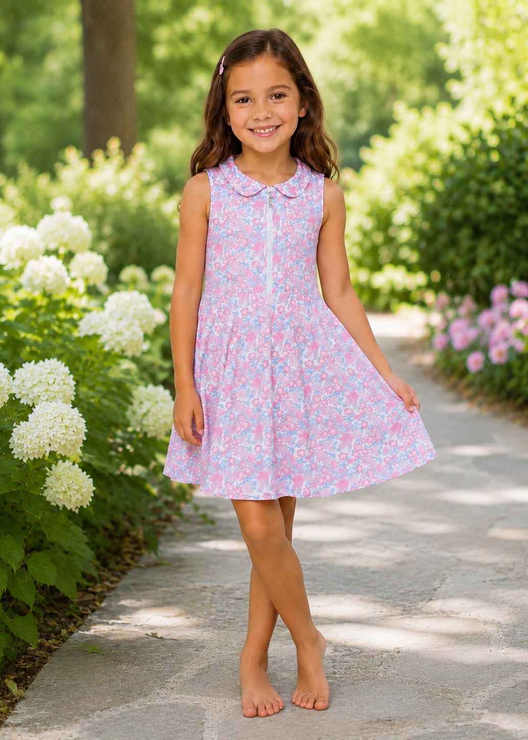 Reese Tennis Dress in Pink Garden Party peachie prep