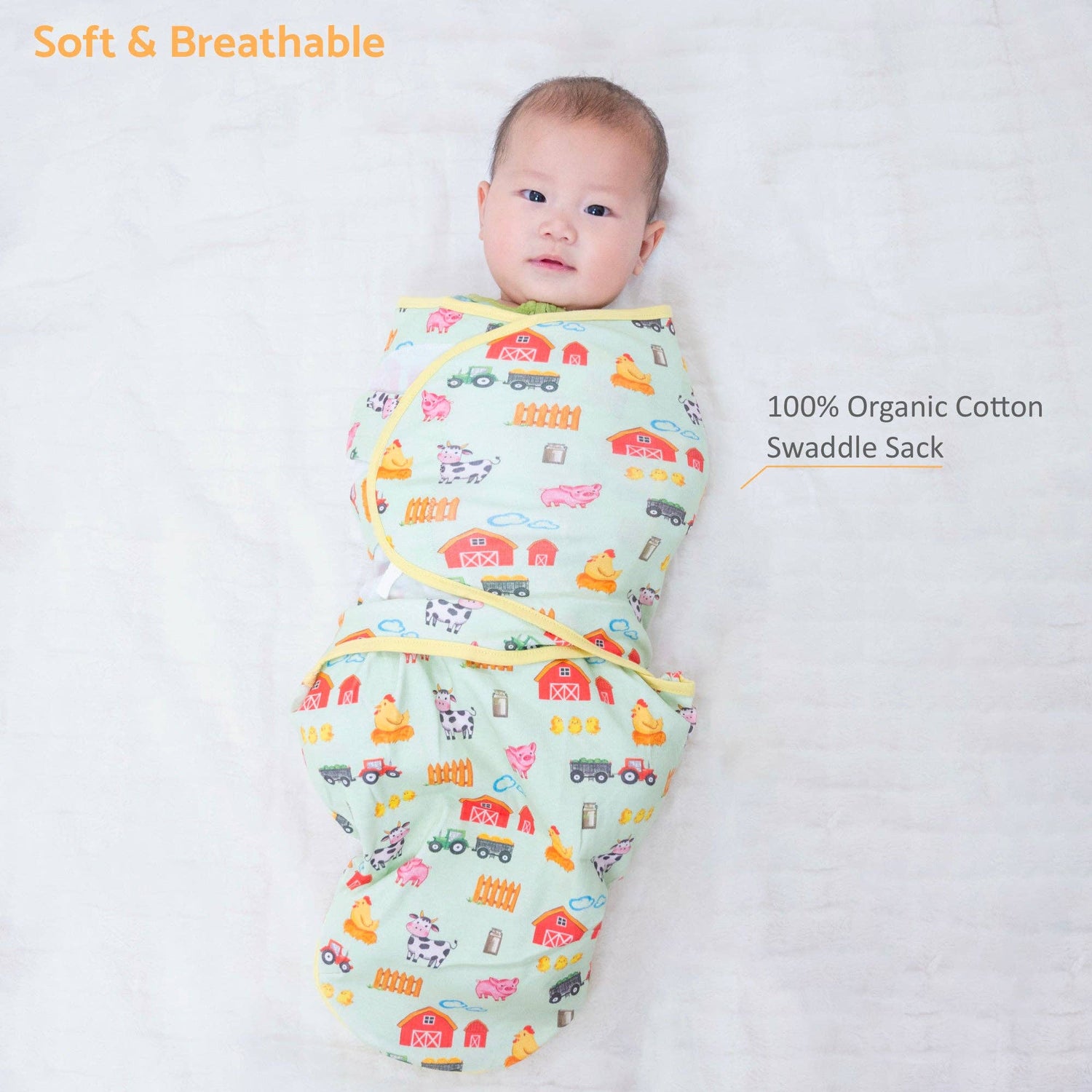 Little Farmer Baby Sleep Swaddle 100% Organic Cotton