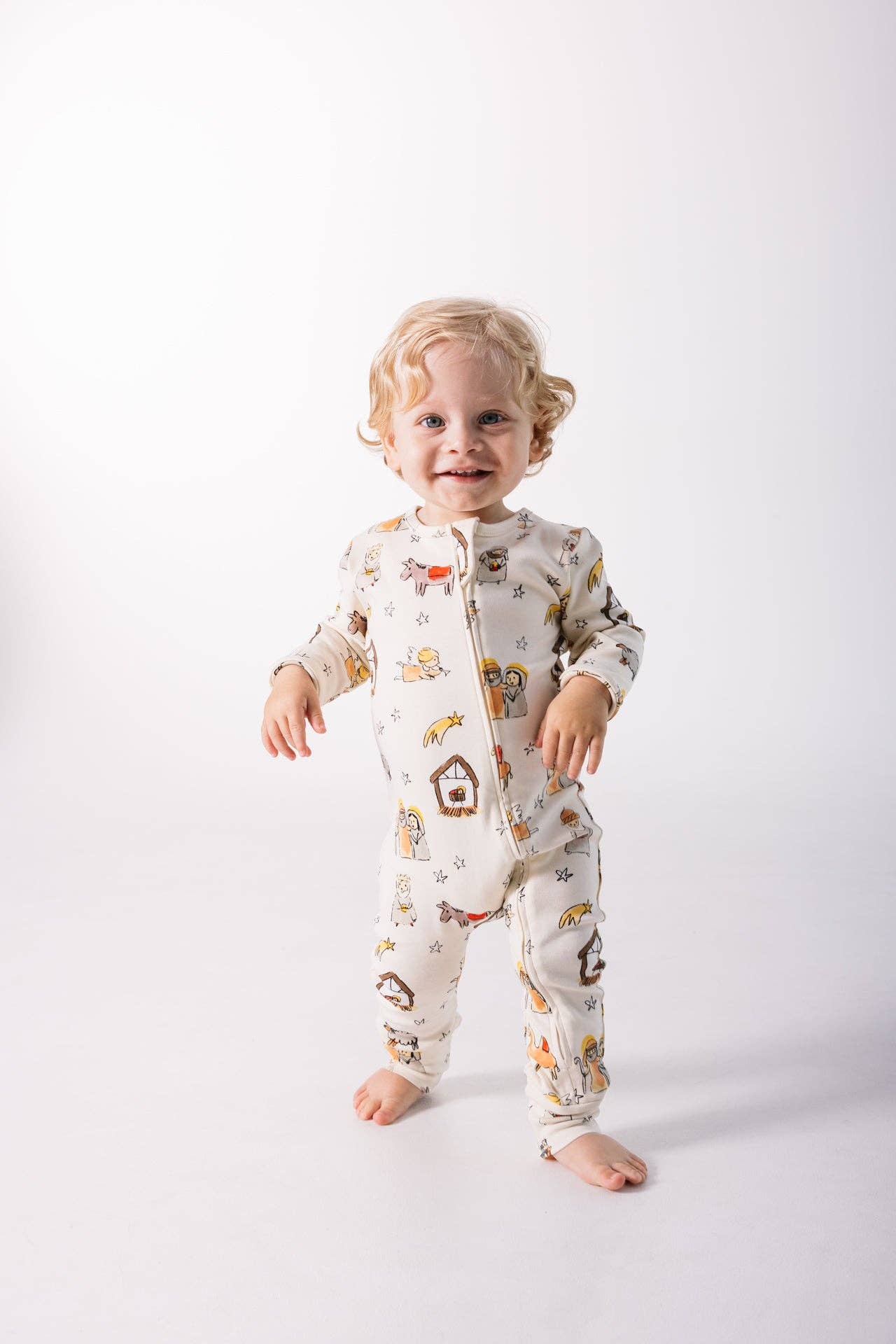 Away in a Manger PJ Footless Onesie Cotton