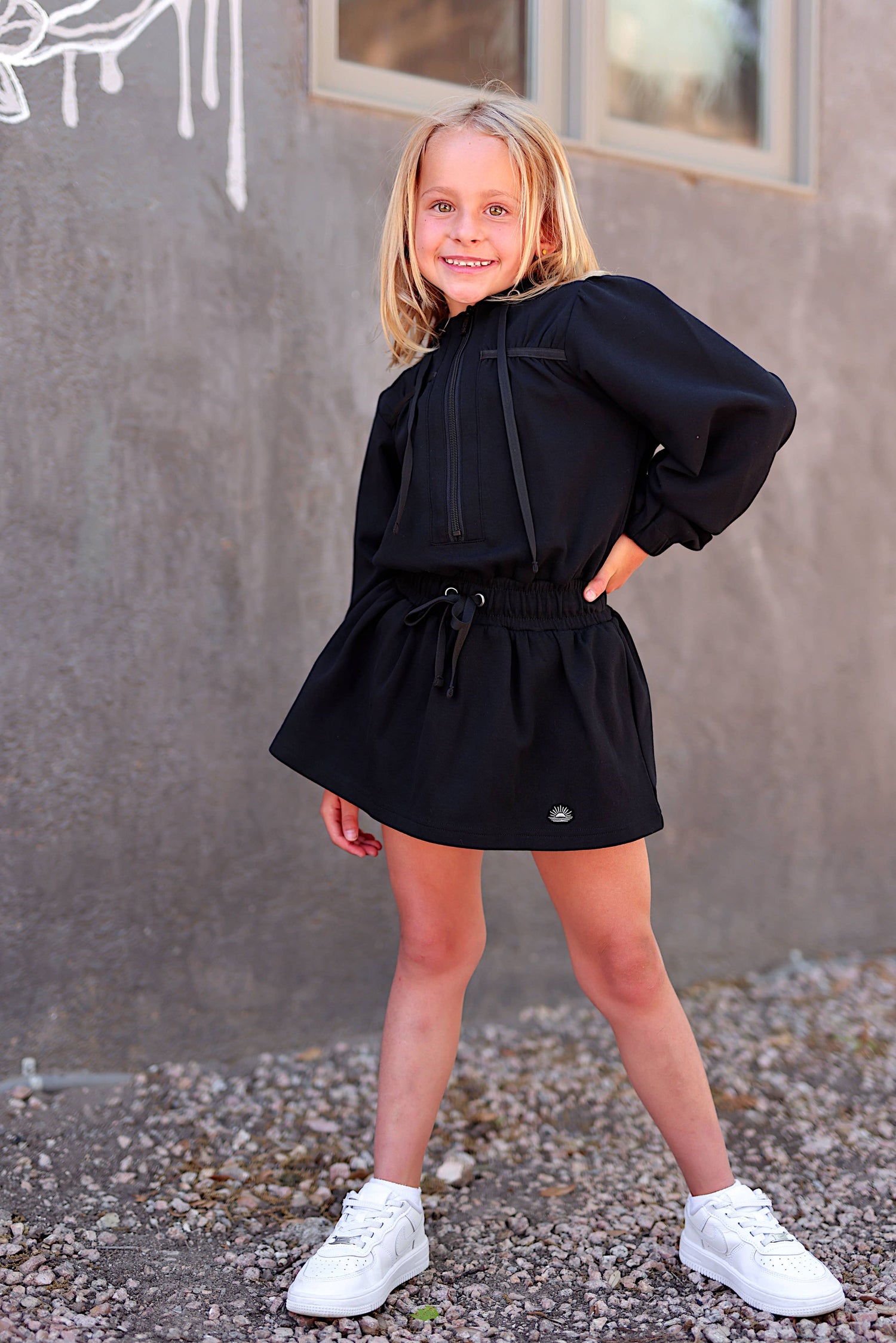 Mini (Youth) Jet Setter Hoodie Skort Dress - Midnight
