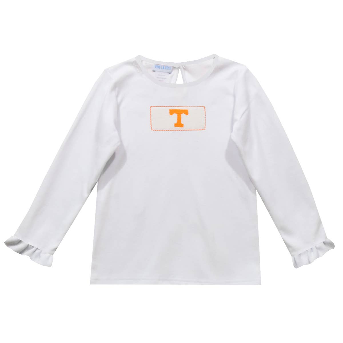 Tennessee Vols Smocked White Knit Long Sleeve Ruffle