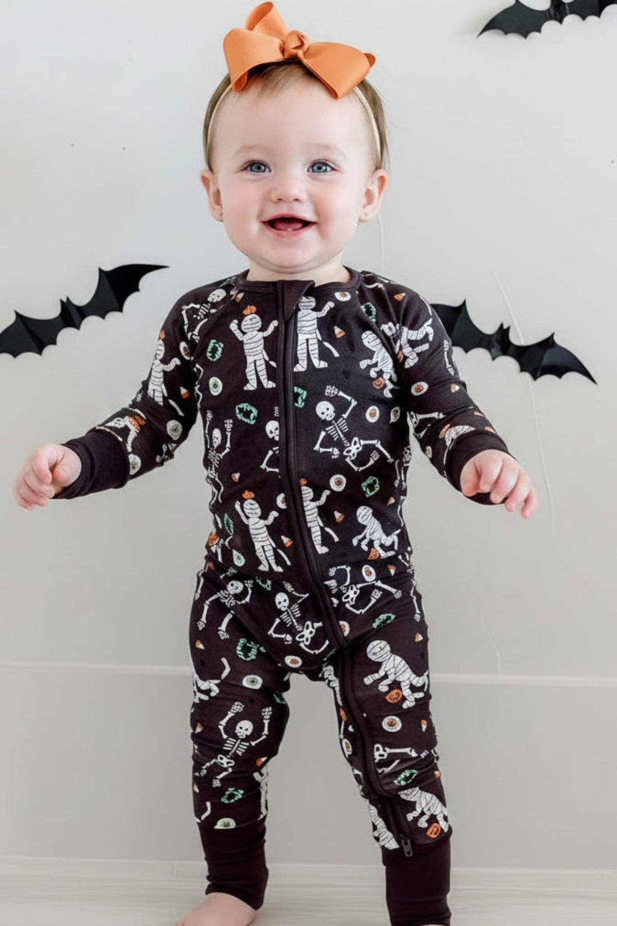Halloween Glow-in-the-Dark Convertible Bamboo Zip Romper | Eye Want Candy