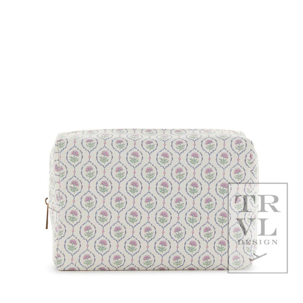 Luxe Cosmetic Bag Antibes Everyday With Navy Pinstripe Liner