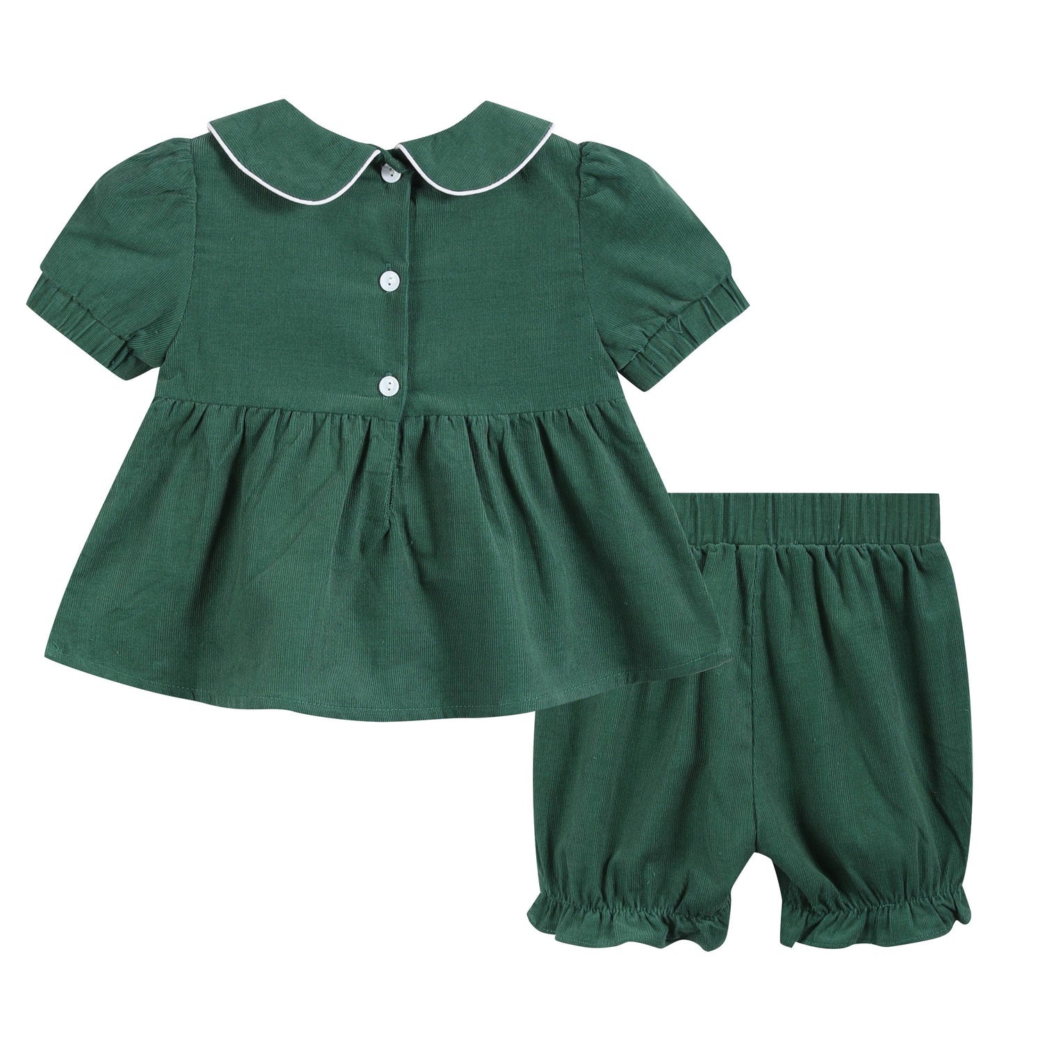 Green Velvet Santa Smocked Dress and Bloomers
