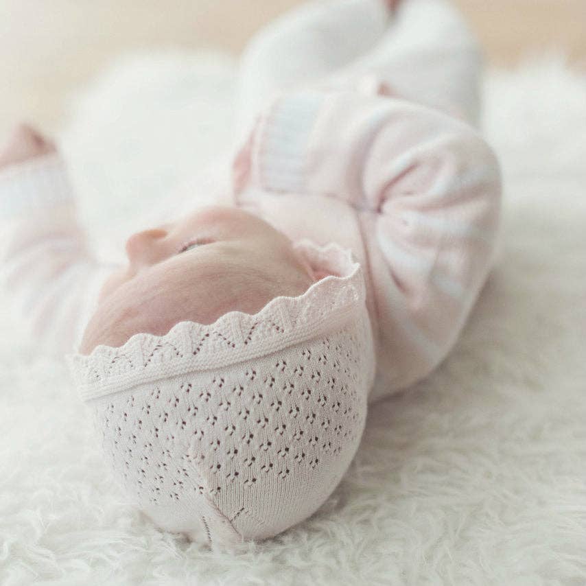 Girls Pointelle Knit Bonnet
