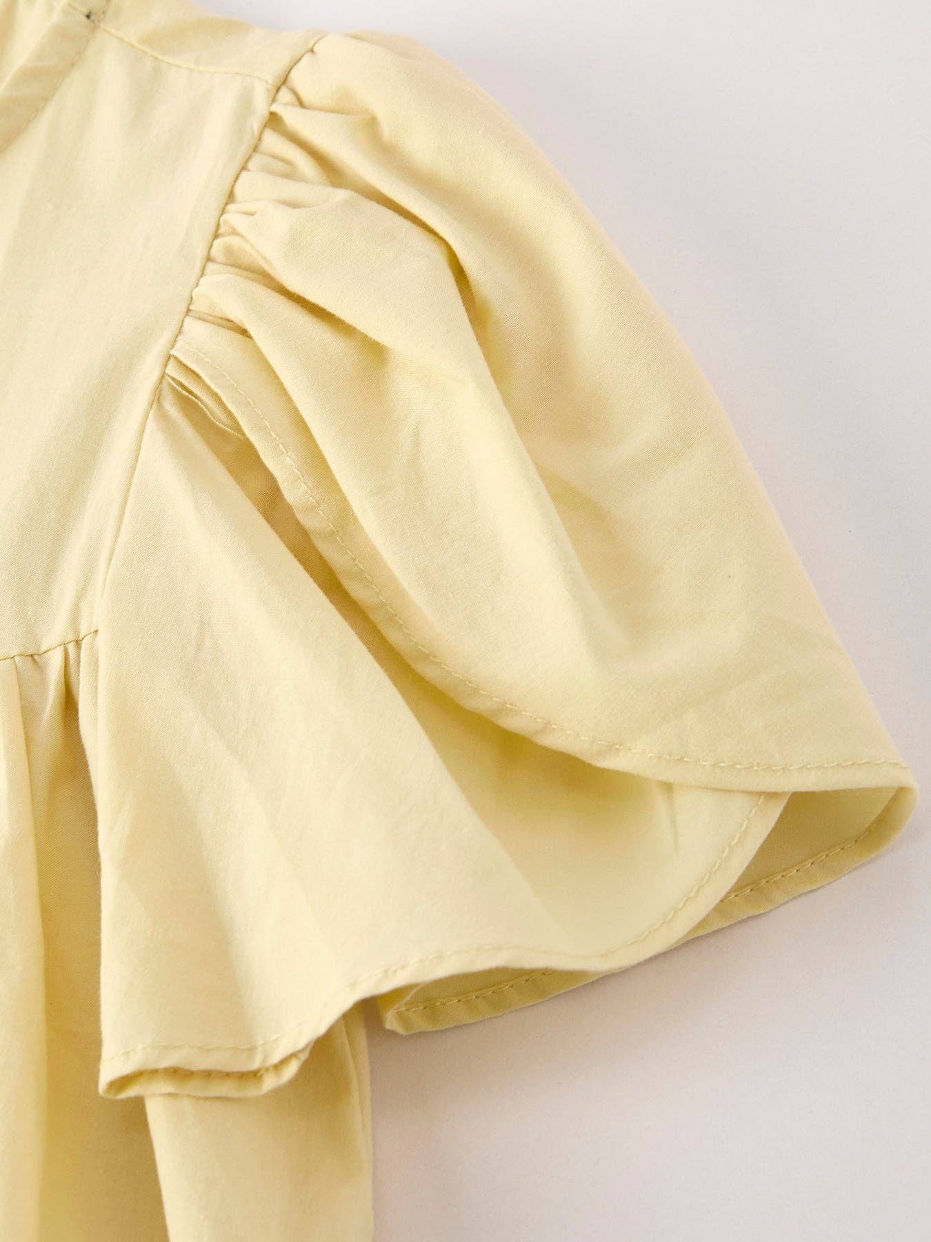 （Pre-order）Summer Girls Yellow Petal sleeves Dress