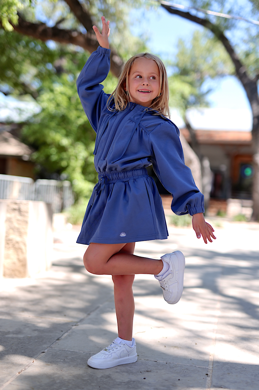 Mini (Youth) Jet Setter Hoodie Skort Dress - Marine