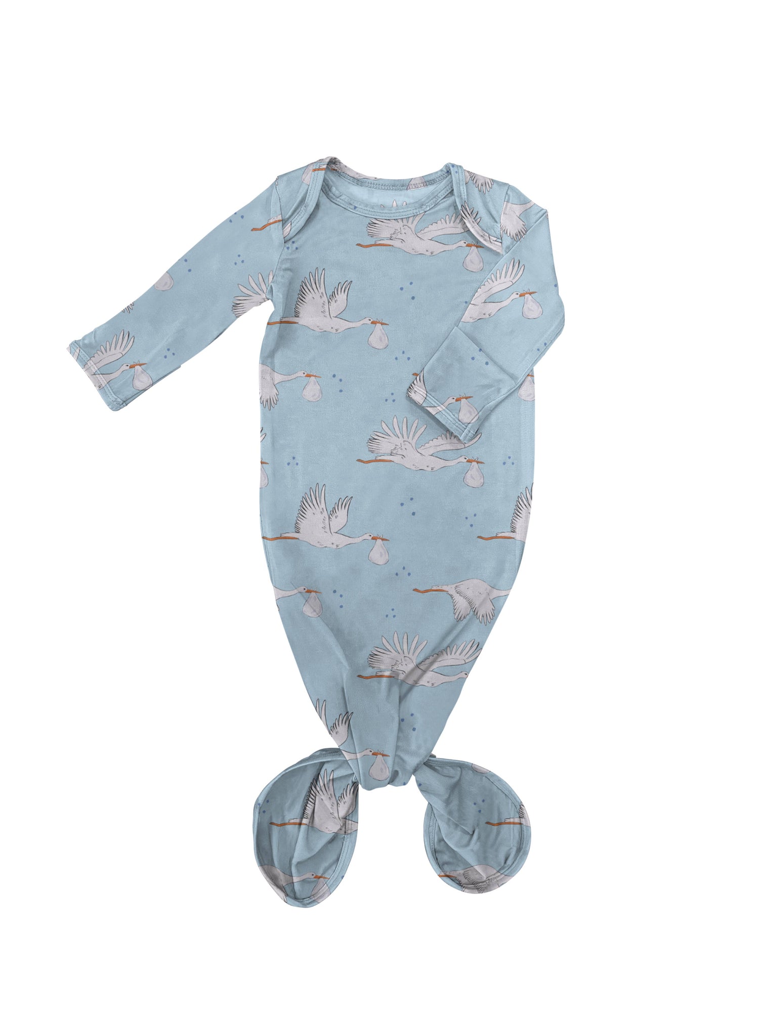 Baby Boy Blue Storks - Knotted Infant Gown 