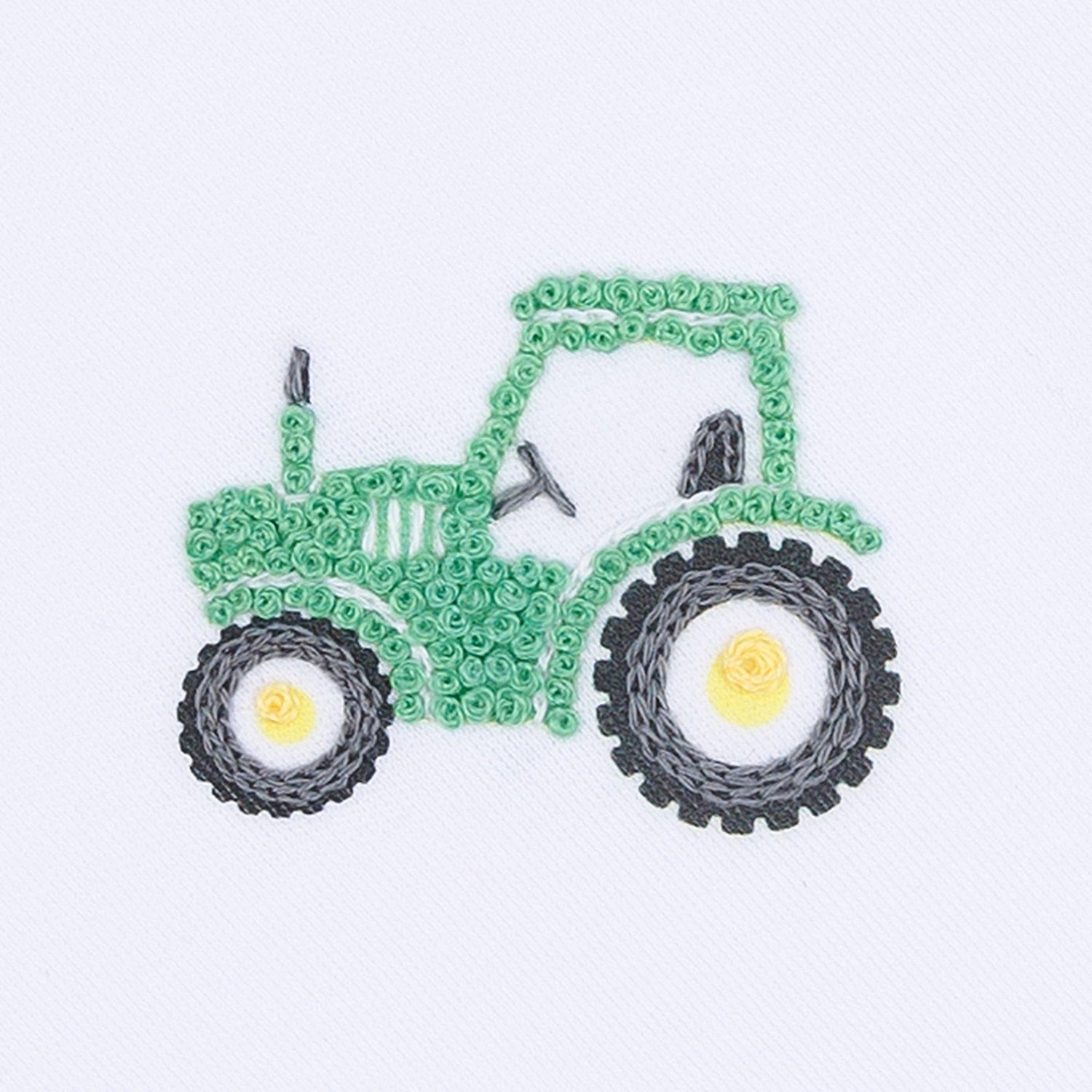 Lil' Green Tractor Embroidered Bib