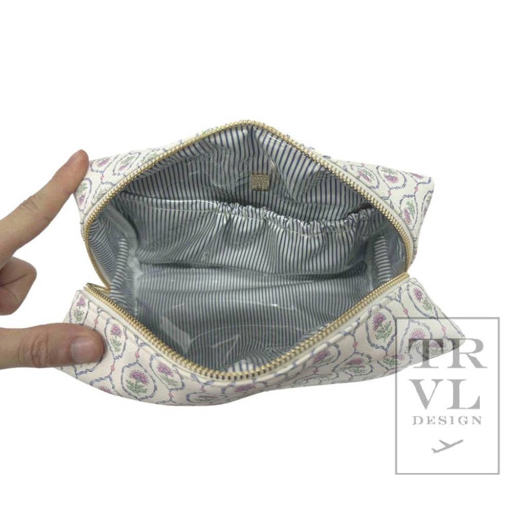 Luxe Cosmetic Bag Antibes Everyday With Navy Pinstripe Liner