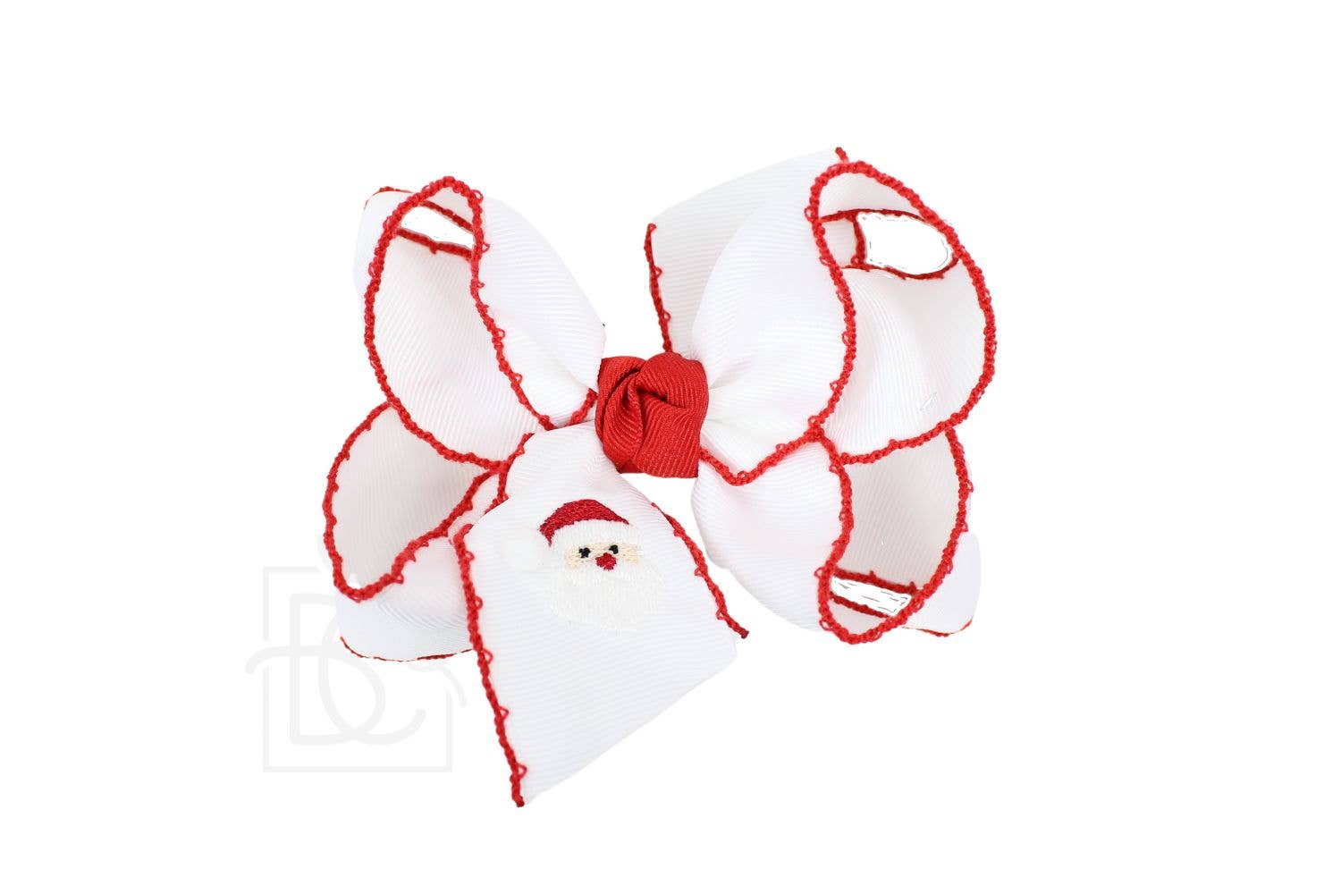 EMBROIDERED SANTA CROCHET EDGE BOWS